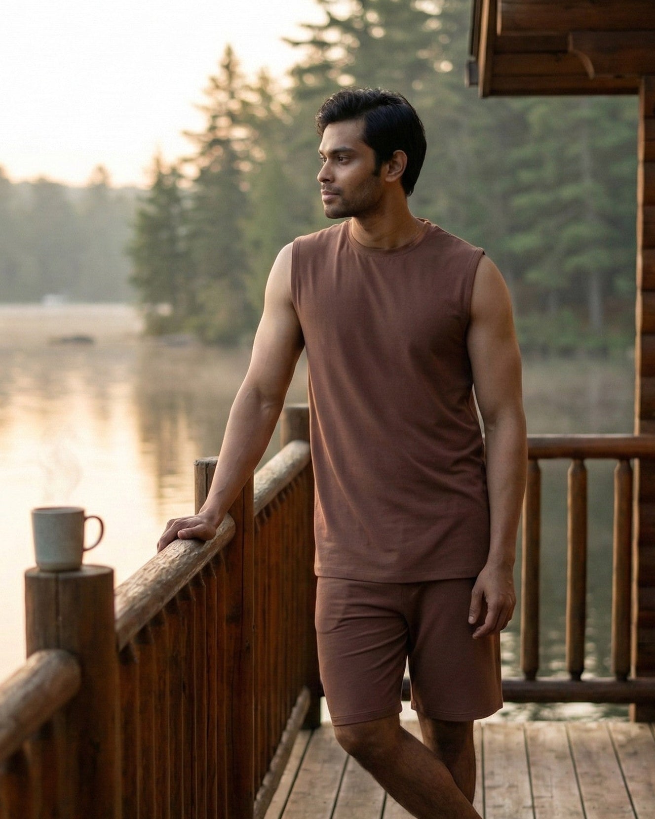 AirKnit Tee + Shorts (Mystic Brown)