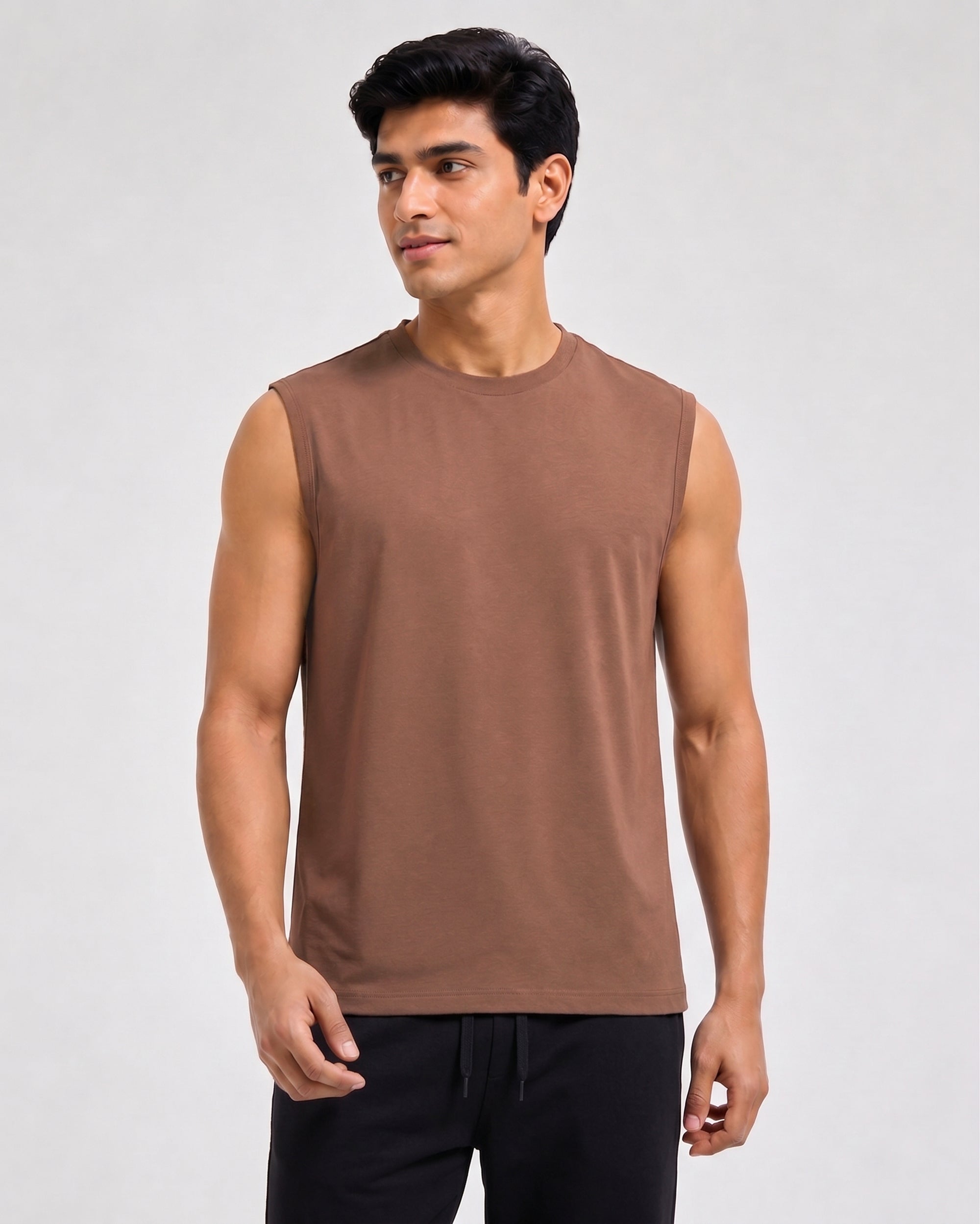Mystic brown Airknit bamboo cotton tee with breathable softness and thermoregulating comfort for comfortable everyday lounging