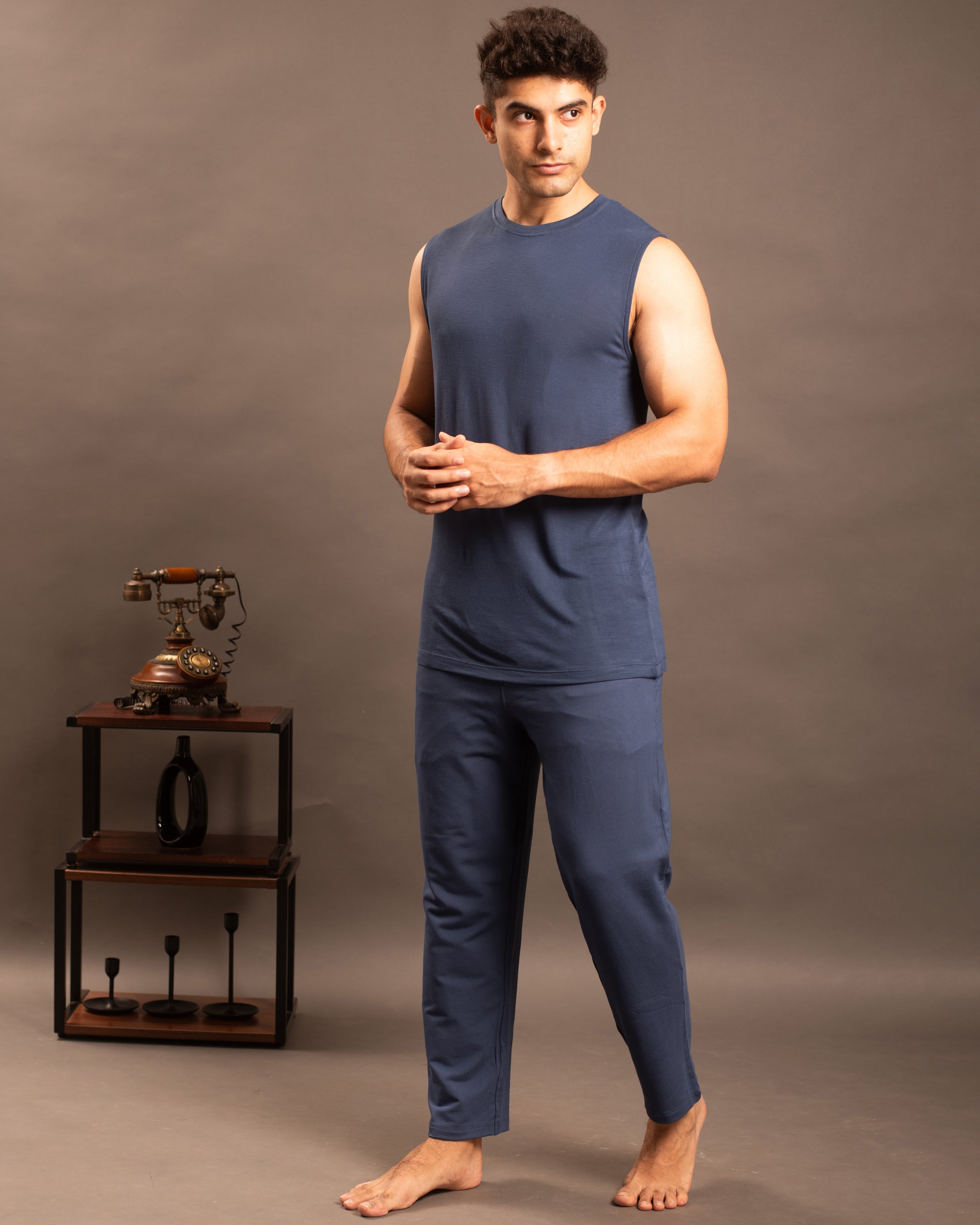 Navy Blue mens AirKnit loungewear combo
Lightweight eco friendly fabric for comfortable daily wear