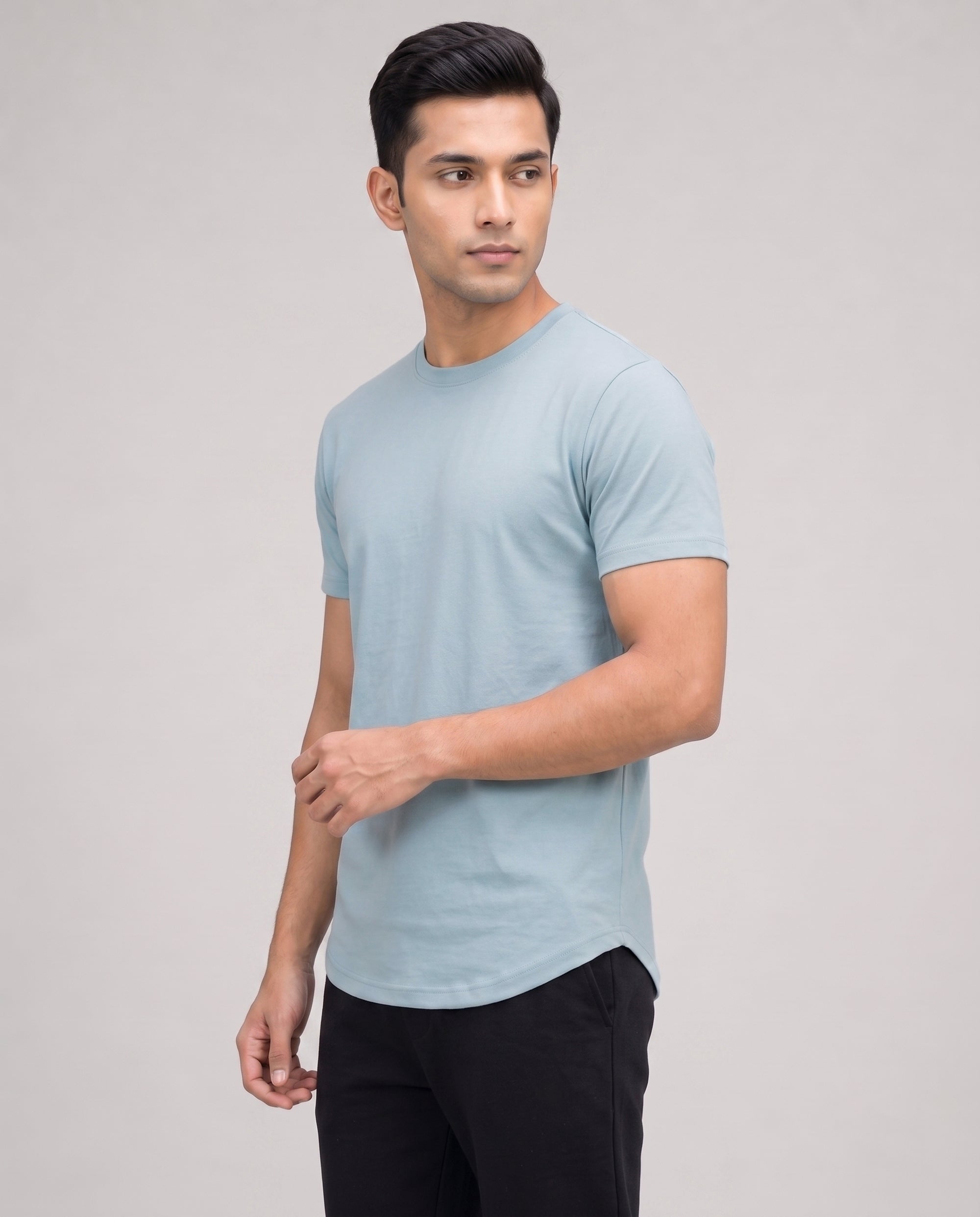 Nile blue men’s everyday lounge top with bamboo fabric, cotton softness and breathable thermoregulating ease