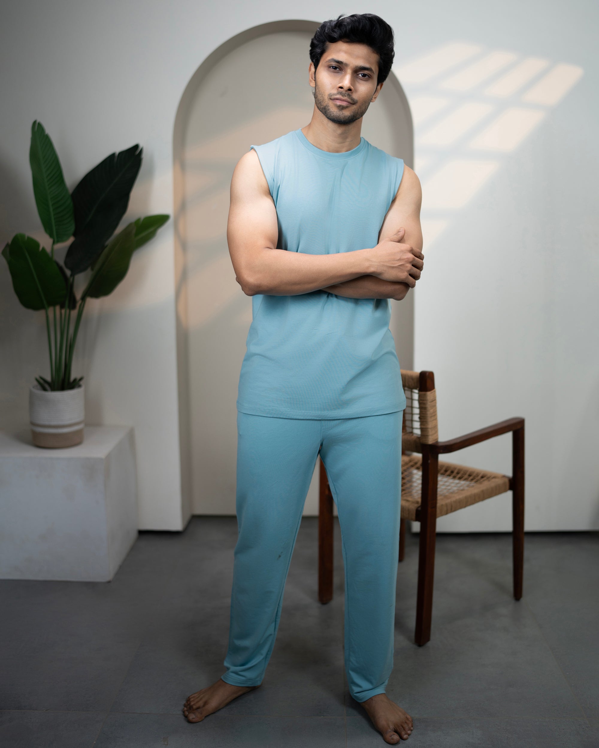Mens AirKnit Nile Blue tee and pant set
Soft breathable loungewear perfect for everyday comfort