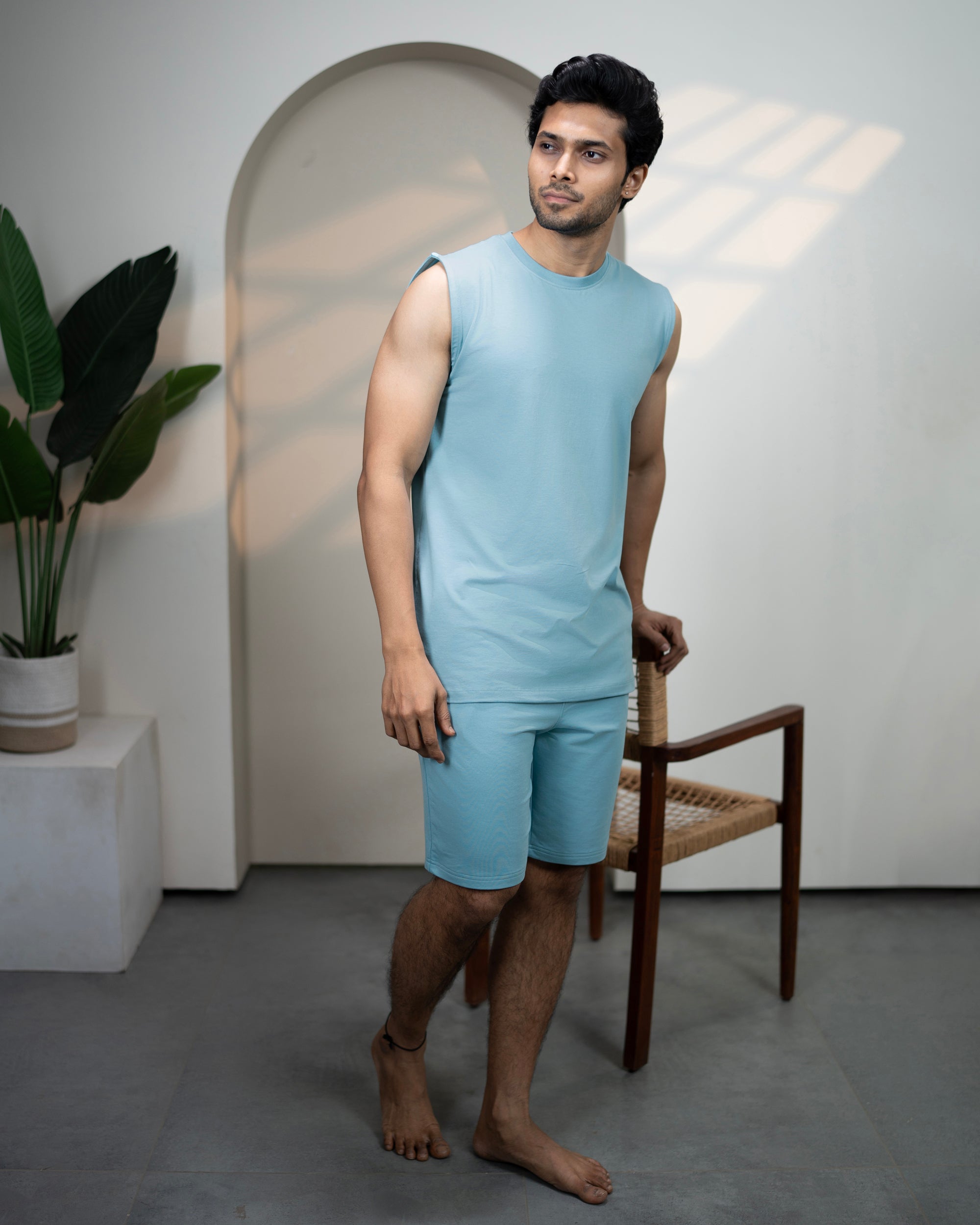 Mens casual AirKnit bamboo t-shirt in Nile Blue
Sustainable fabric for soft breathable comfort