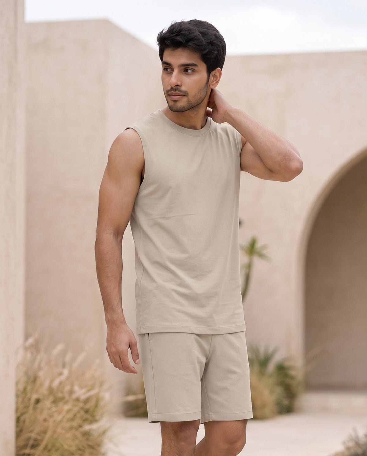 AirKnit Tee + Shorts (Pure Cashmere)