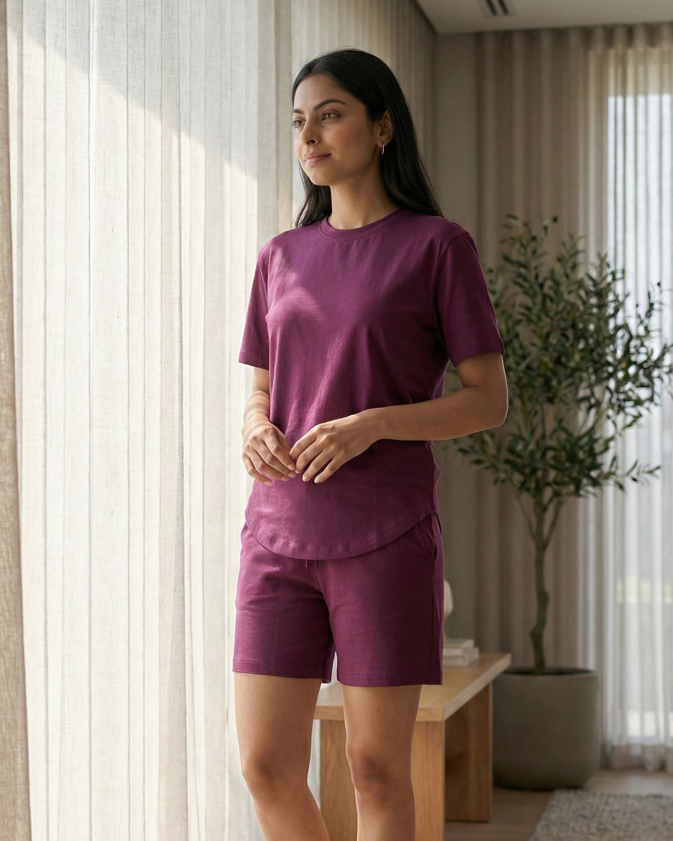 Nesta Bamboo Shorts (Purple Plum)