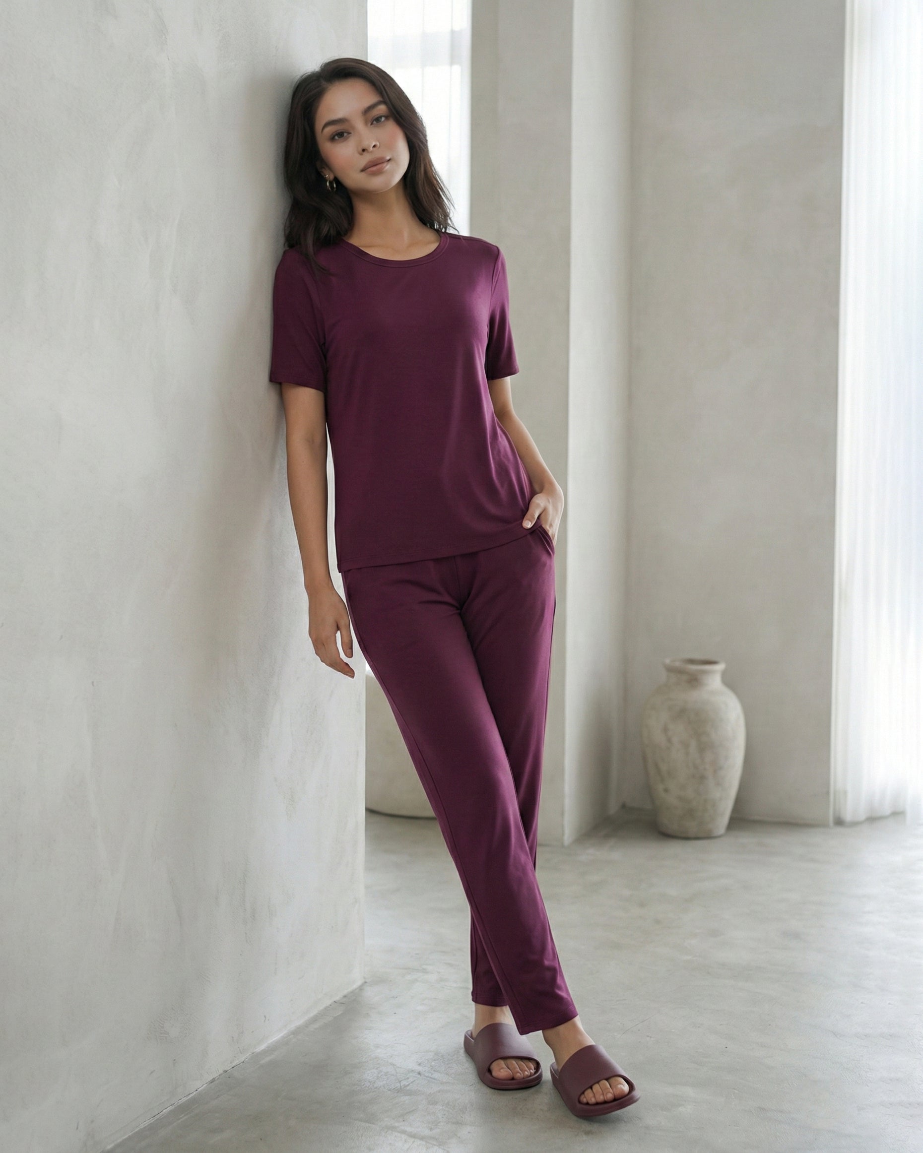 Celine T-Shirt + Pant (Purple Plum)