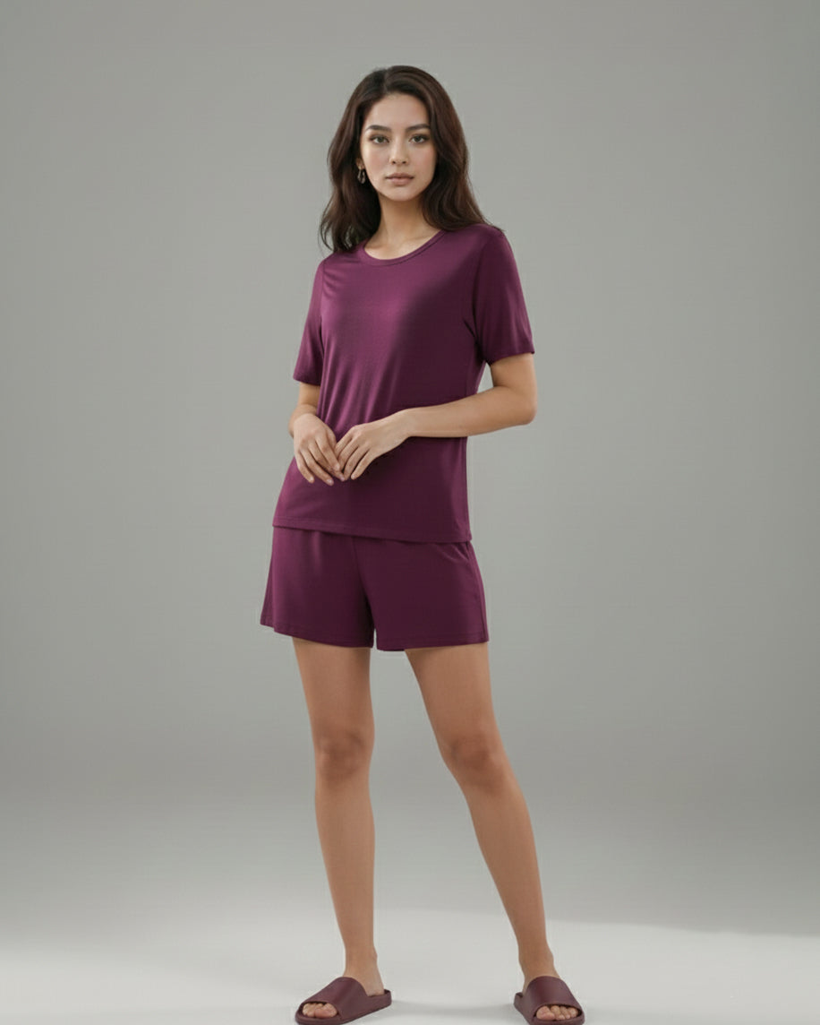 Nesta Bamboo Shorts (Purple Plum)