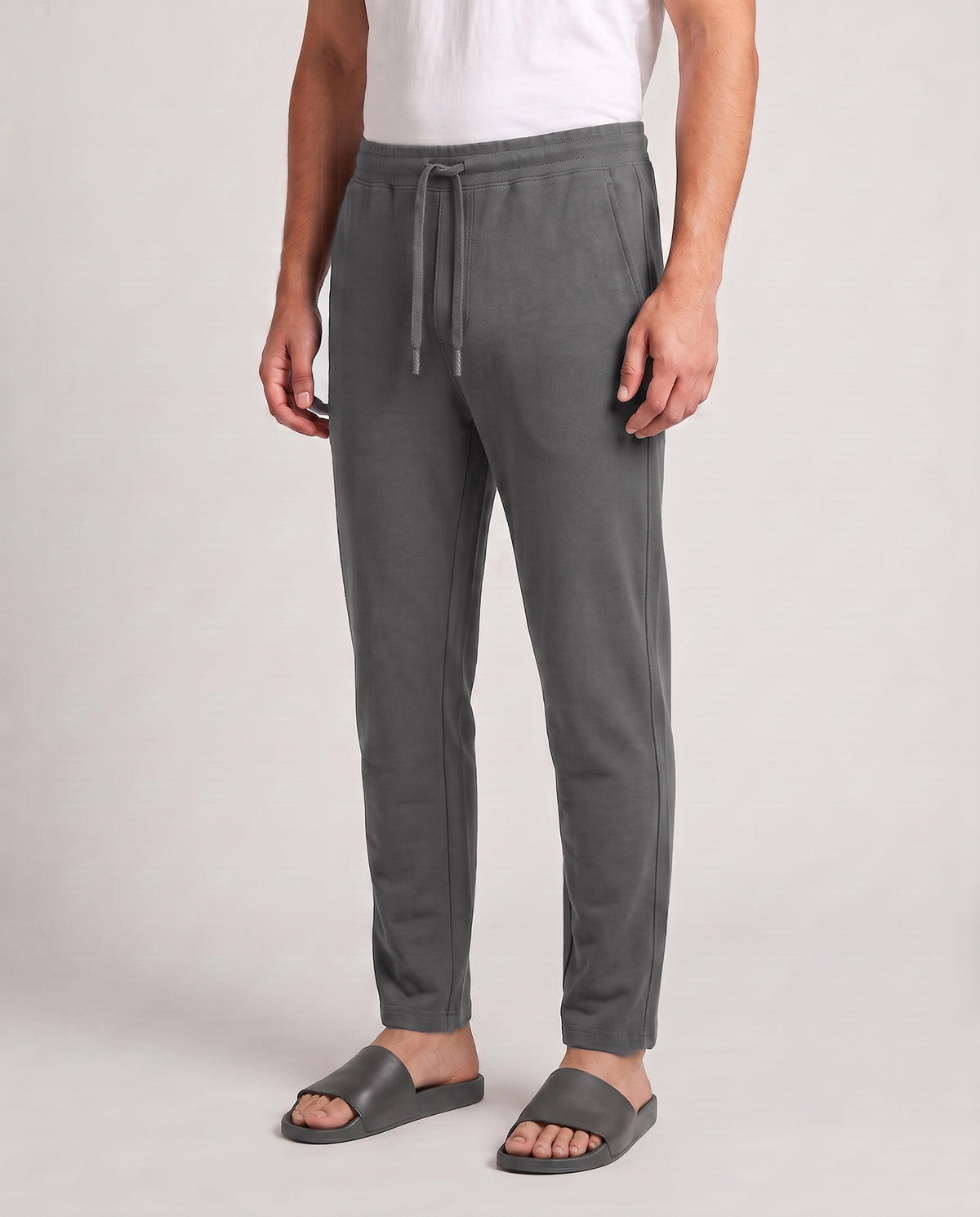 Softsleep men's Stone Grey Urbanite pant, featuring a relaxed silhouette and gentle bamboo feel for comfortable everyday loungewear.