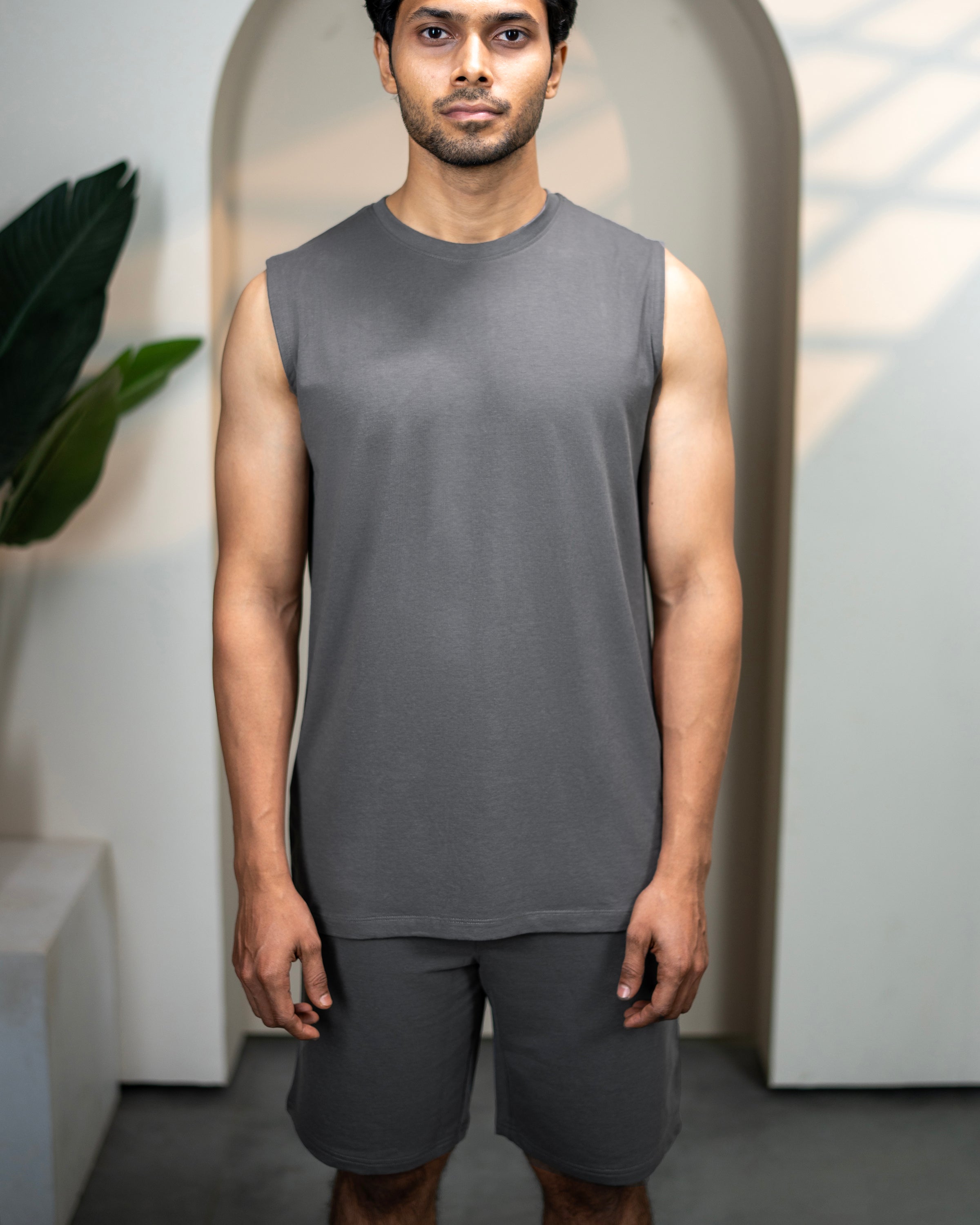 AirKnit Tee + Shorts  (Stone Grey)