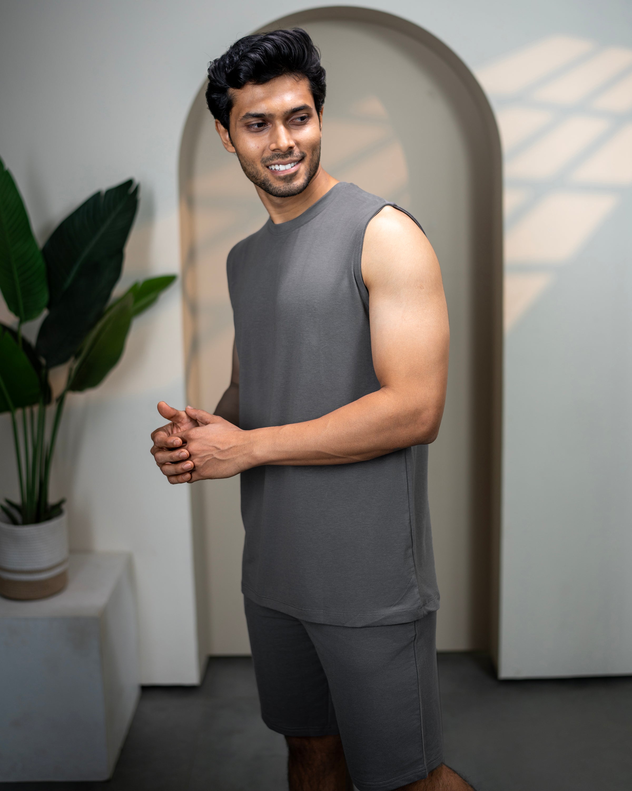 Stone Grey mens AirKnit bamboo tee by SoftSleep
Comfortable lightweight eco friendly clothing