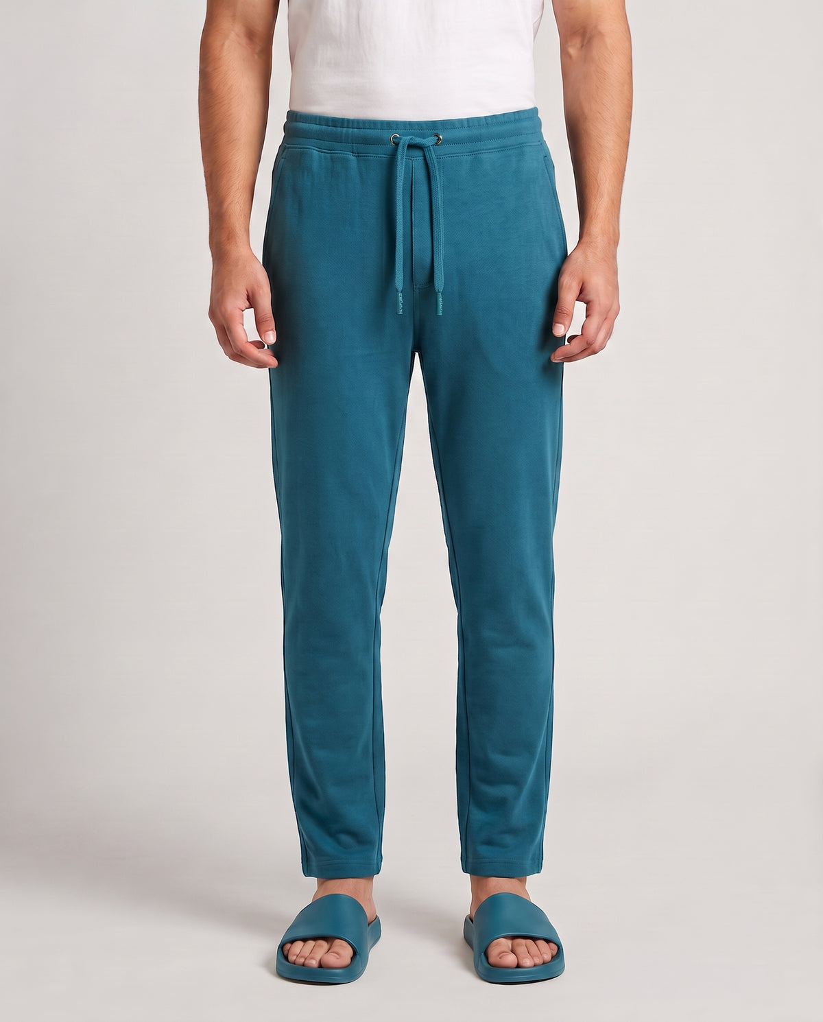 Softsleep men's Teal Blue Urbanite pant with a relaxed fit and bamboo softness, designed for comfortable everyday loungewear.
