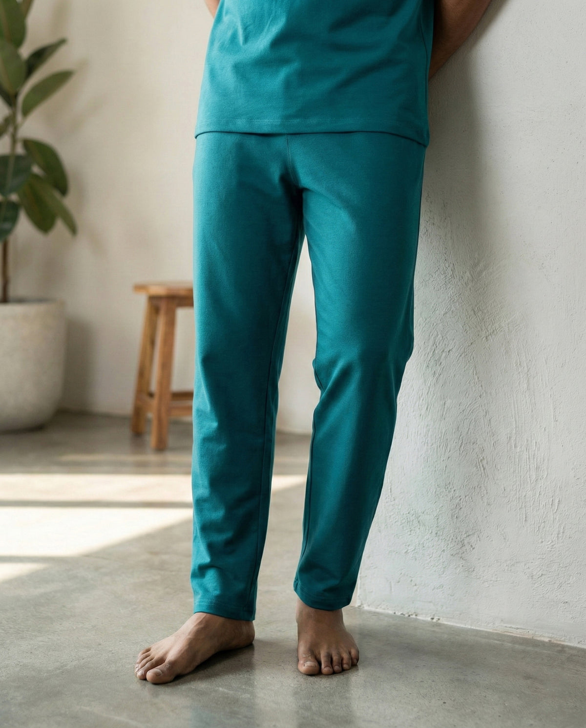 Men's Teal Green Urbanite pant by Softsleep, made in breathable bamboo cotton for a smooth feel and relaxed everyday movement.