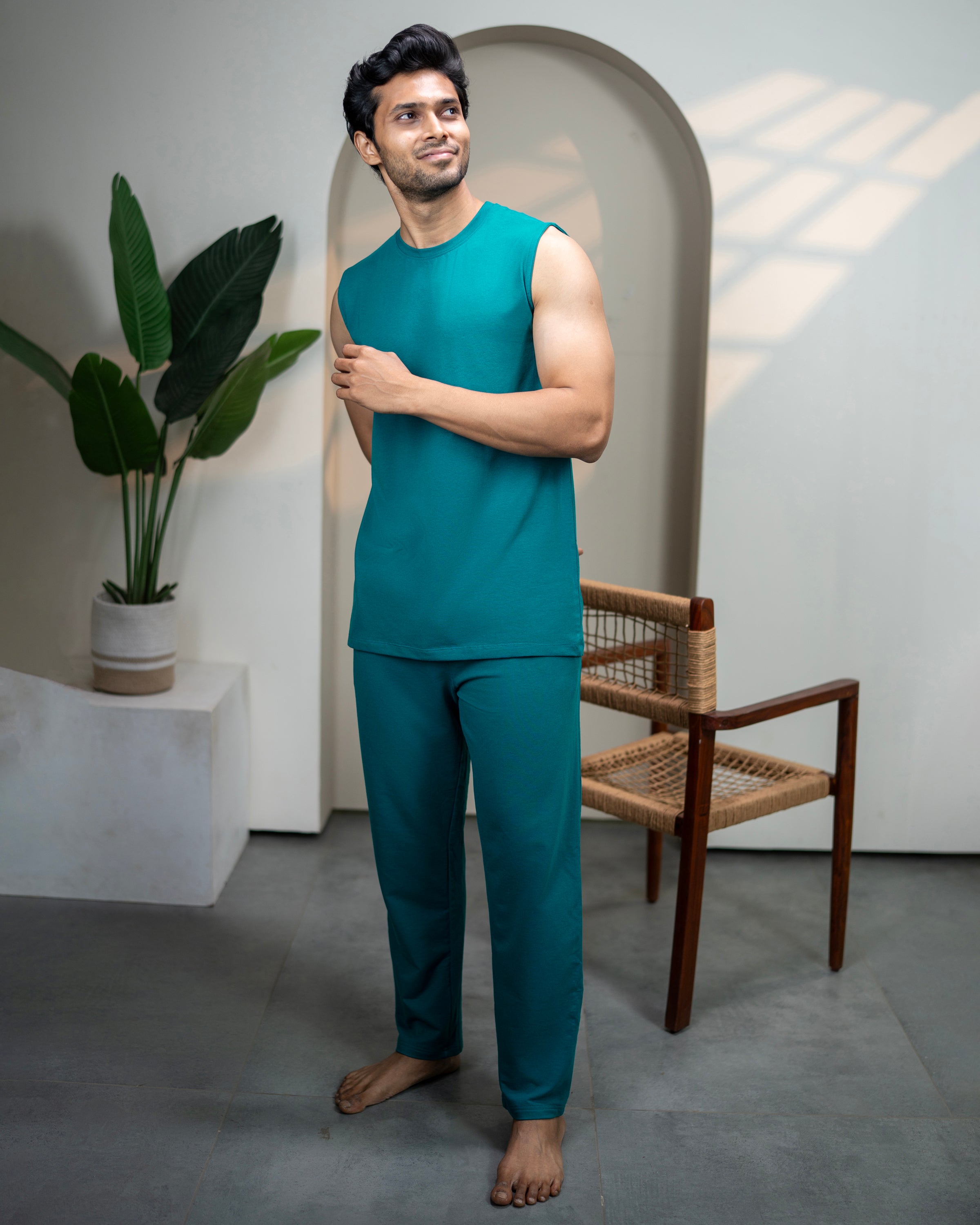 Teal Green mens AirKnit loungewear combo
Lightweight eco friendly fabric for relaxed casual wear