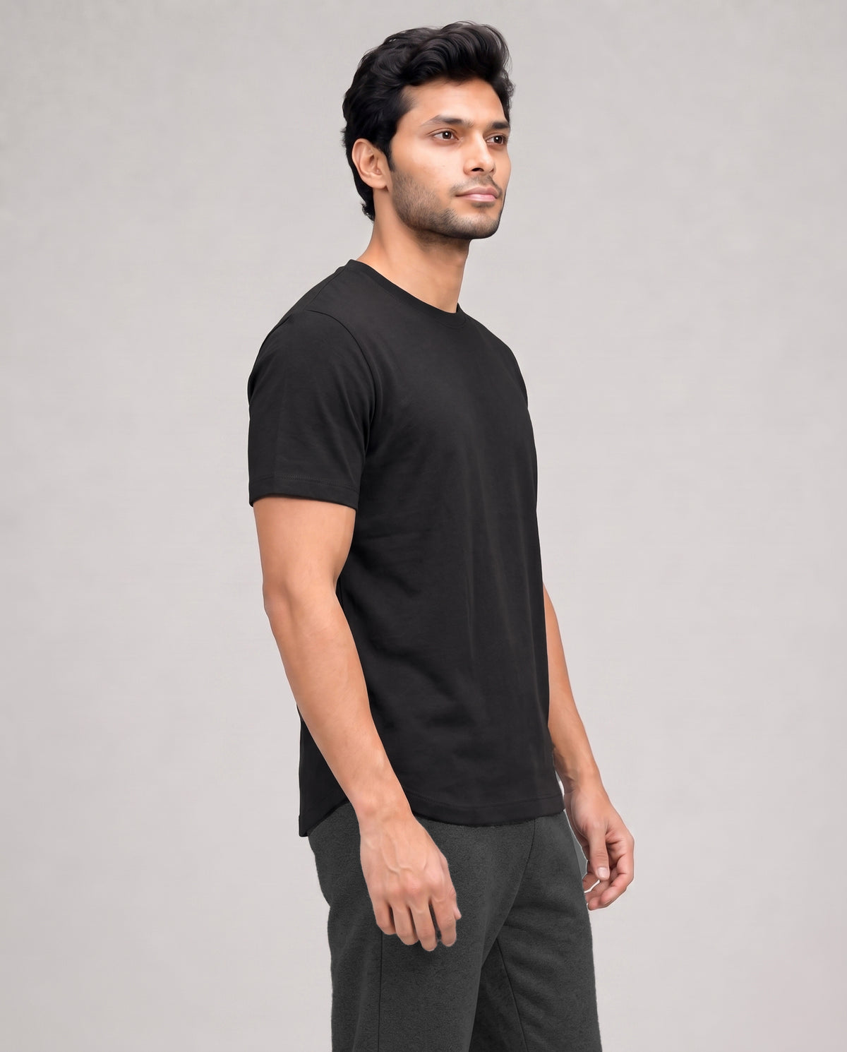 A men's True Black Cosmo half sleeve tee from Softsleep, blending soft bamboo cotton with effortless comfort for relaxed everyday wear.