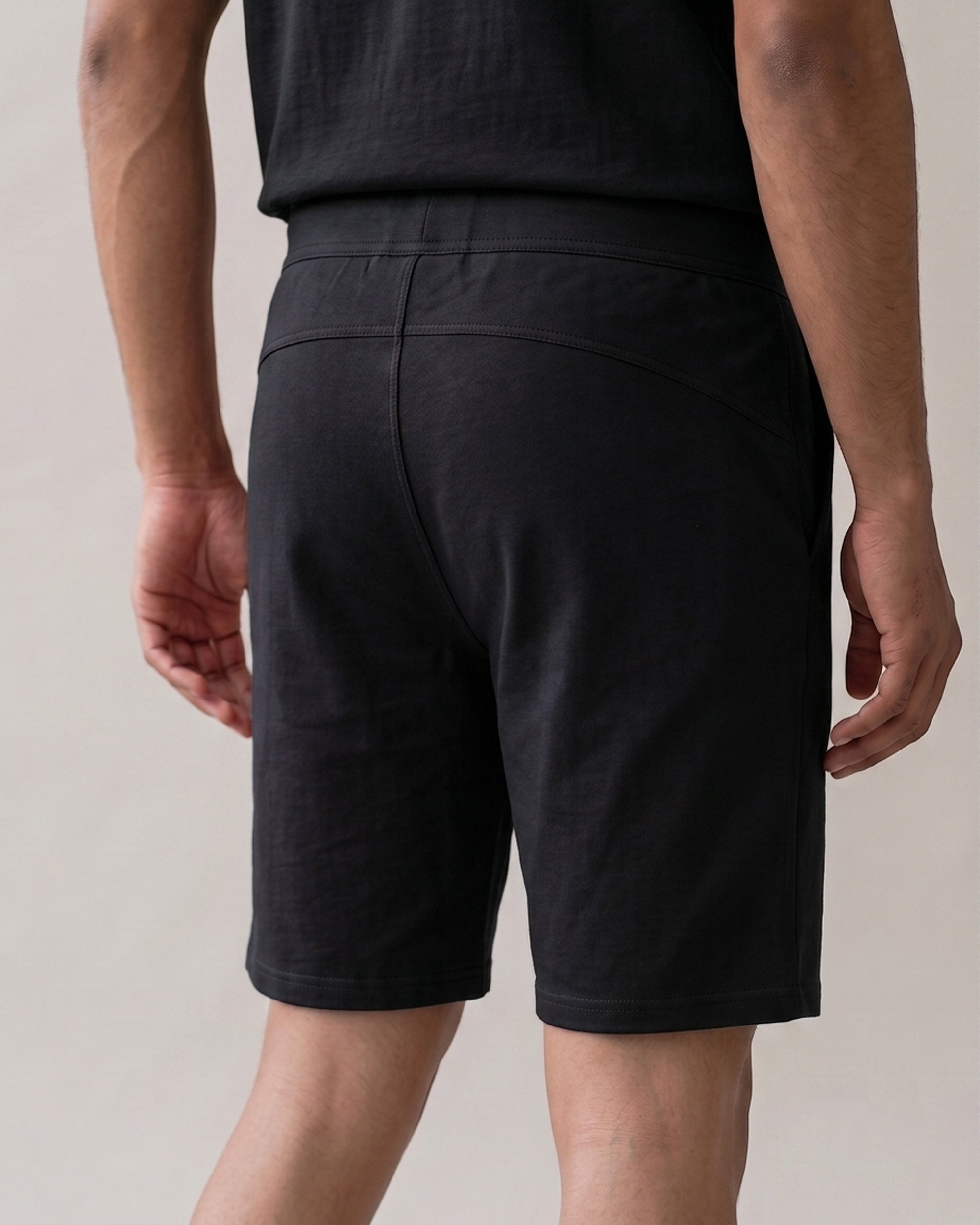 Softsleep True Black Hushy lounge shorts for men, made from bamboo cotton for easy movement and laid-back everyday comfort.
