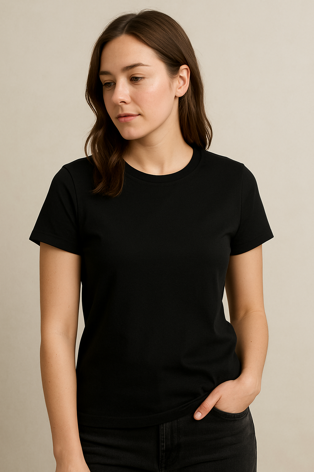 Iris Cotton T-Shirt  (Black)