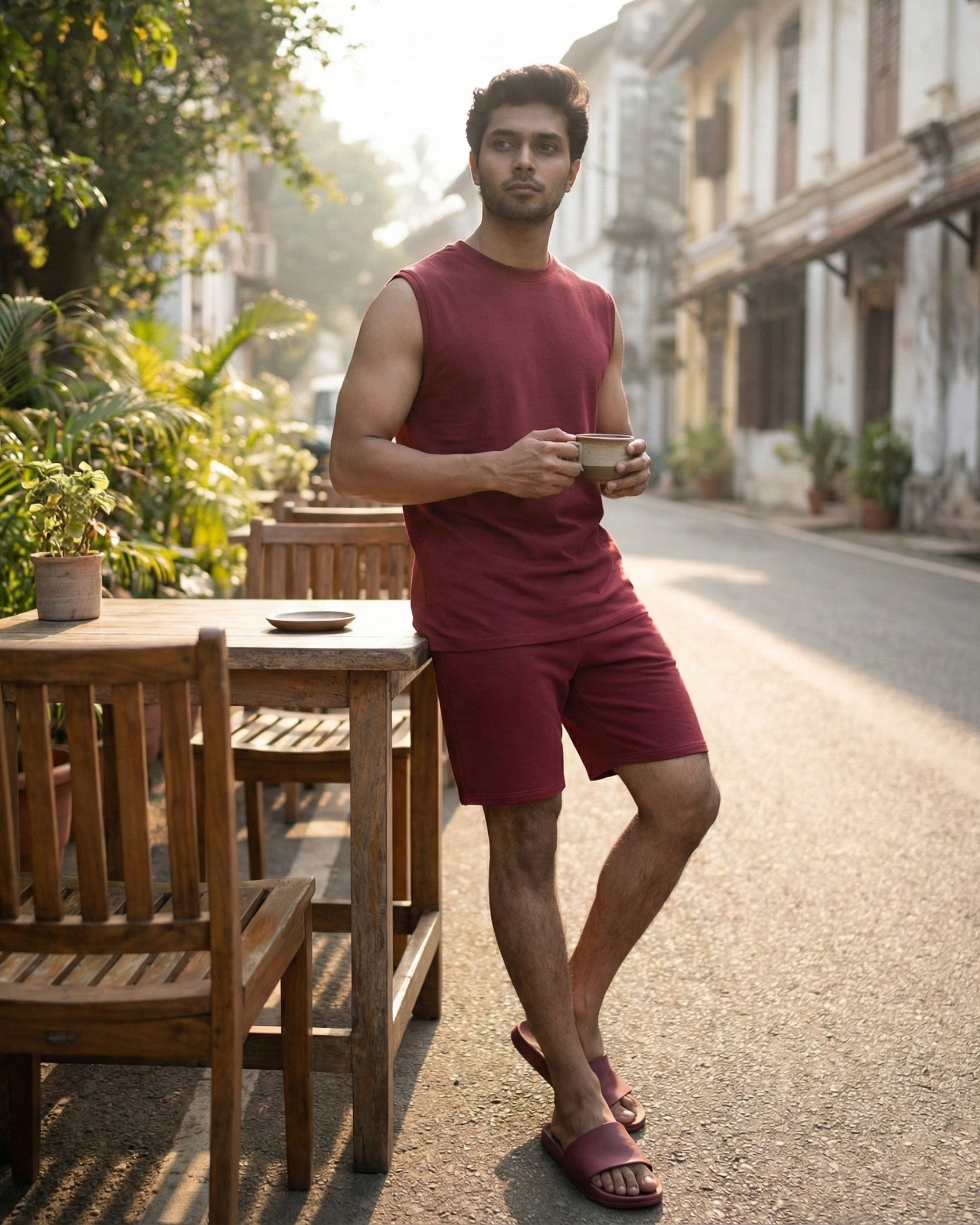 AirKnit Tee + Shorts (Wine Maroon)