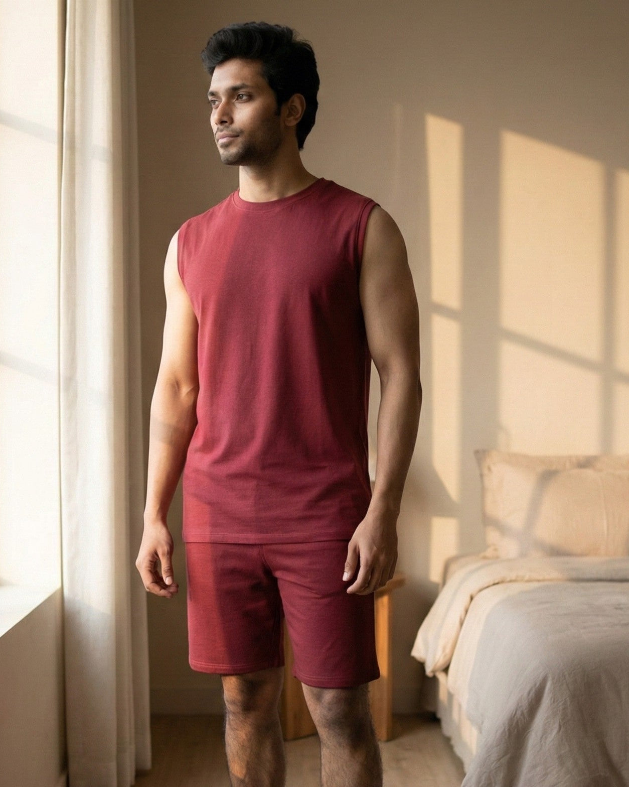 AirKnit Tee + Shorts (Wine Maroon)