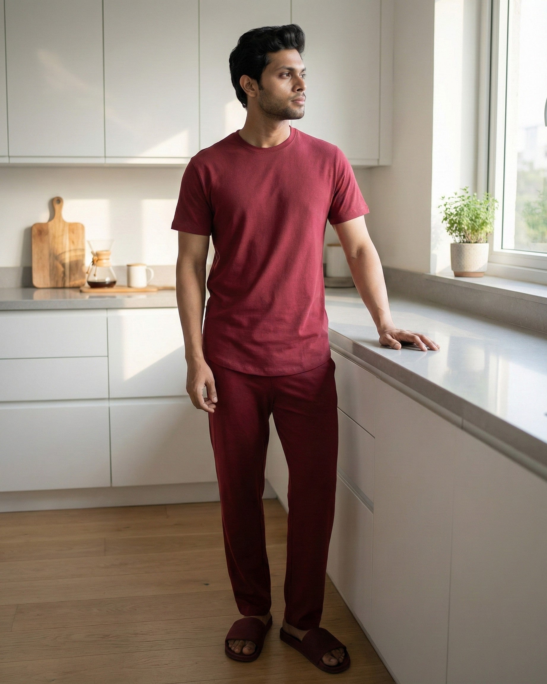 Cosmo T-Shirt + Pant (Wine Maroon)