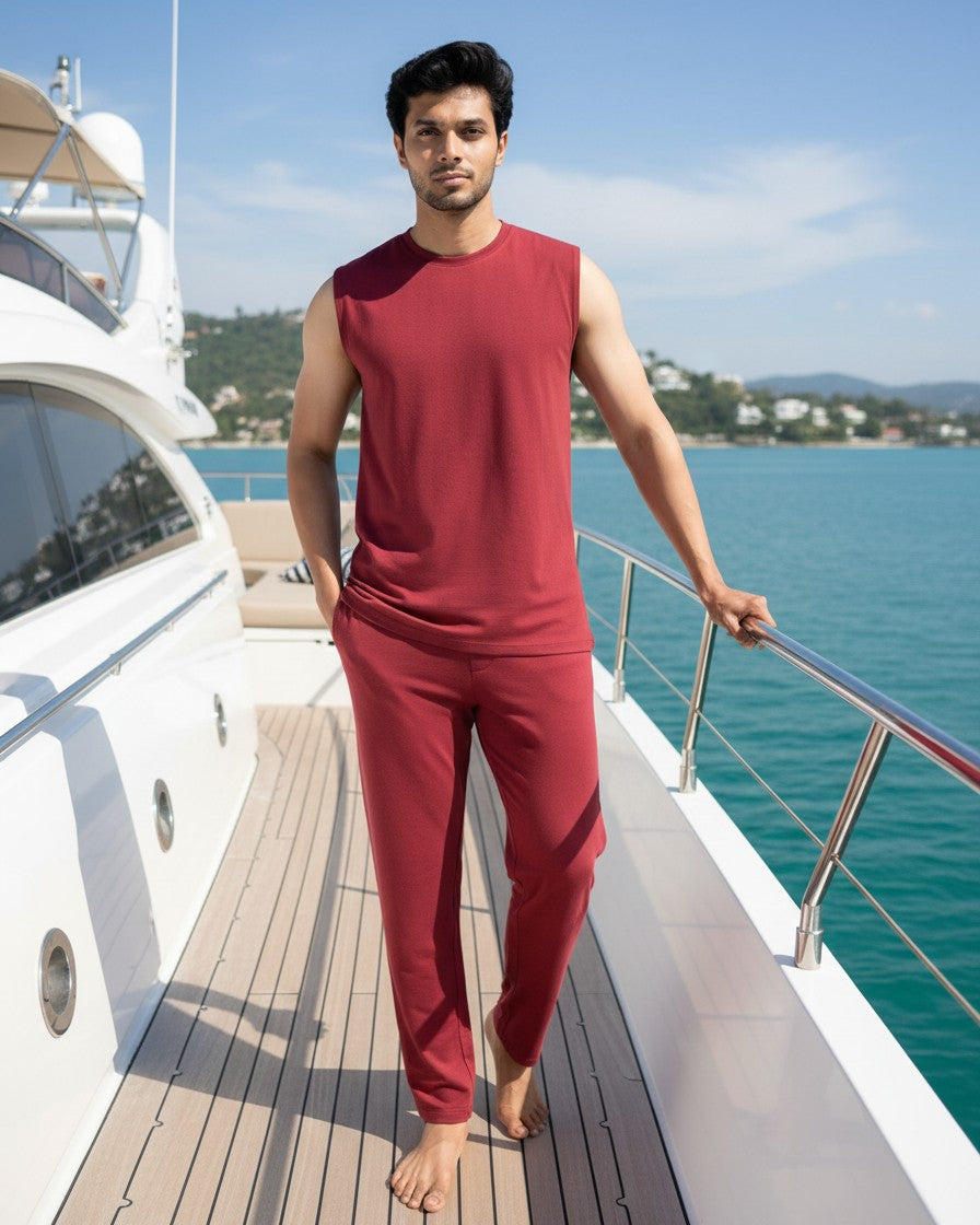 AirKnit Tee + Pant (Wine Maroon)