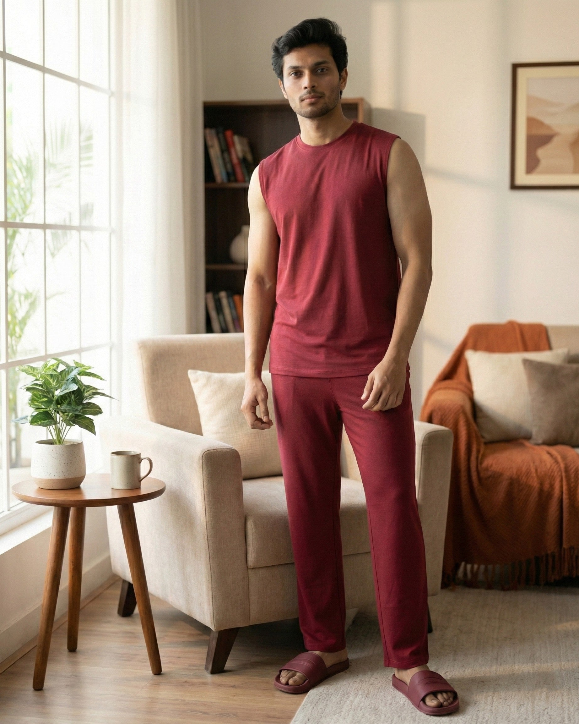 AirKnit Tee + Pant (Wine Maroon)