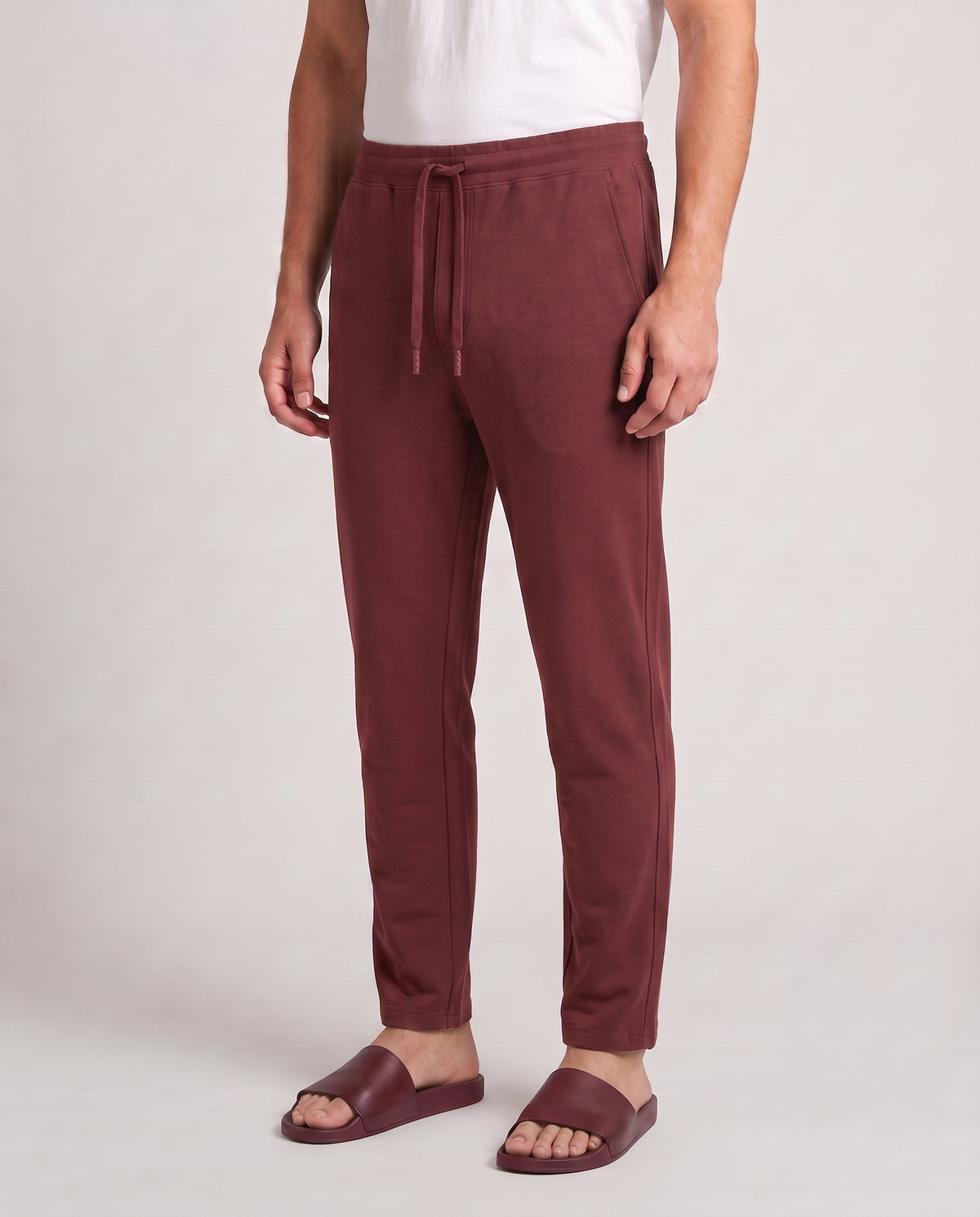 Softsleep wine maroon Urbanite pant for men, crafted with bamboo cotton to provide a relaxed fit and effortless all-day comfort.