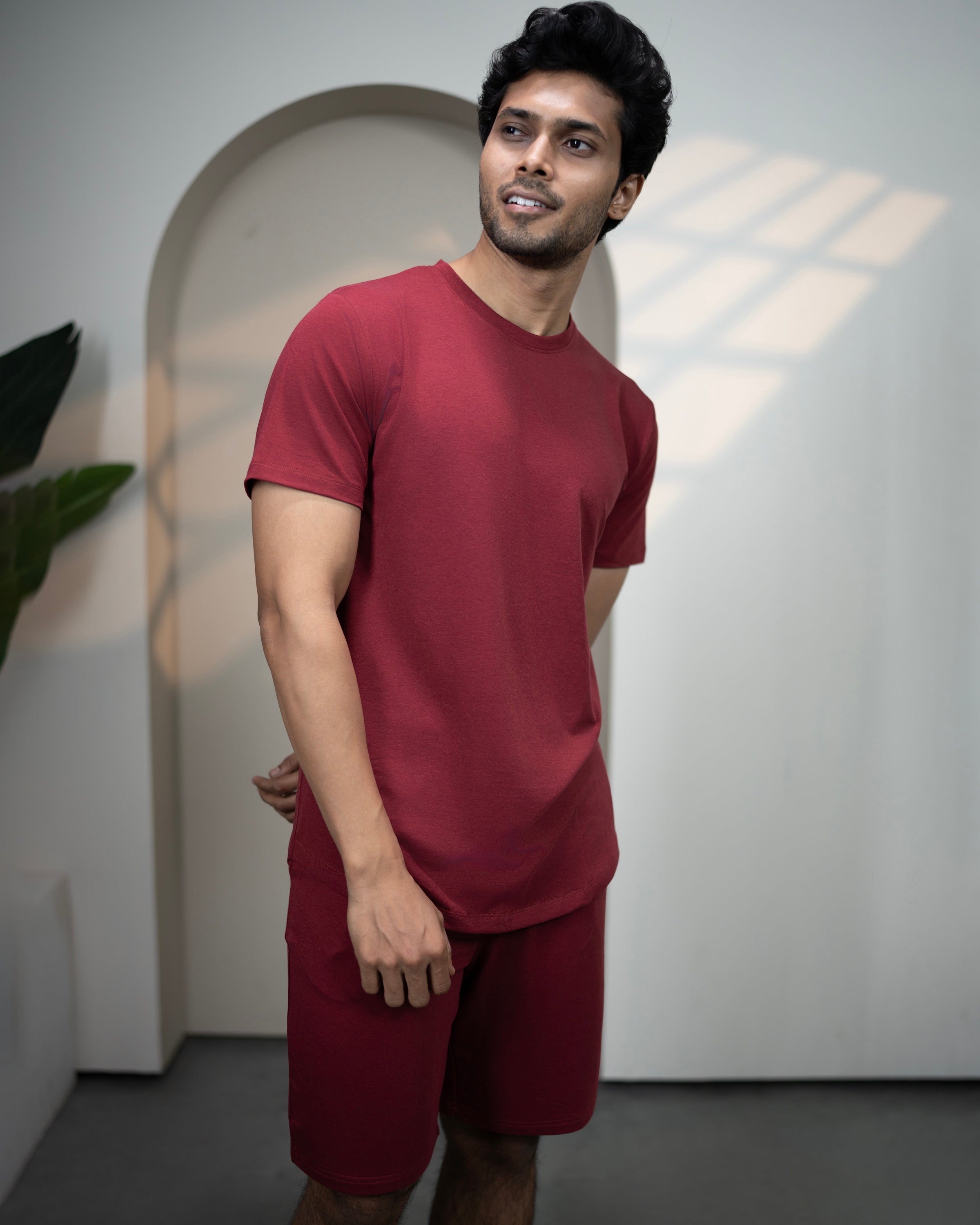 Cosmo T-Shirt + Shorts  (Wine Maroon)