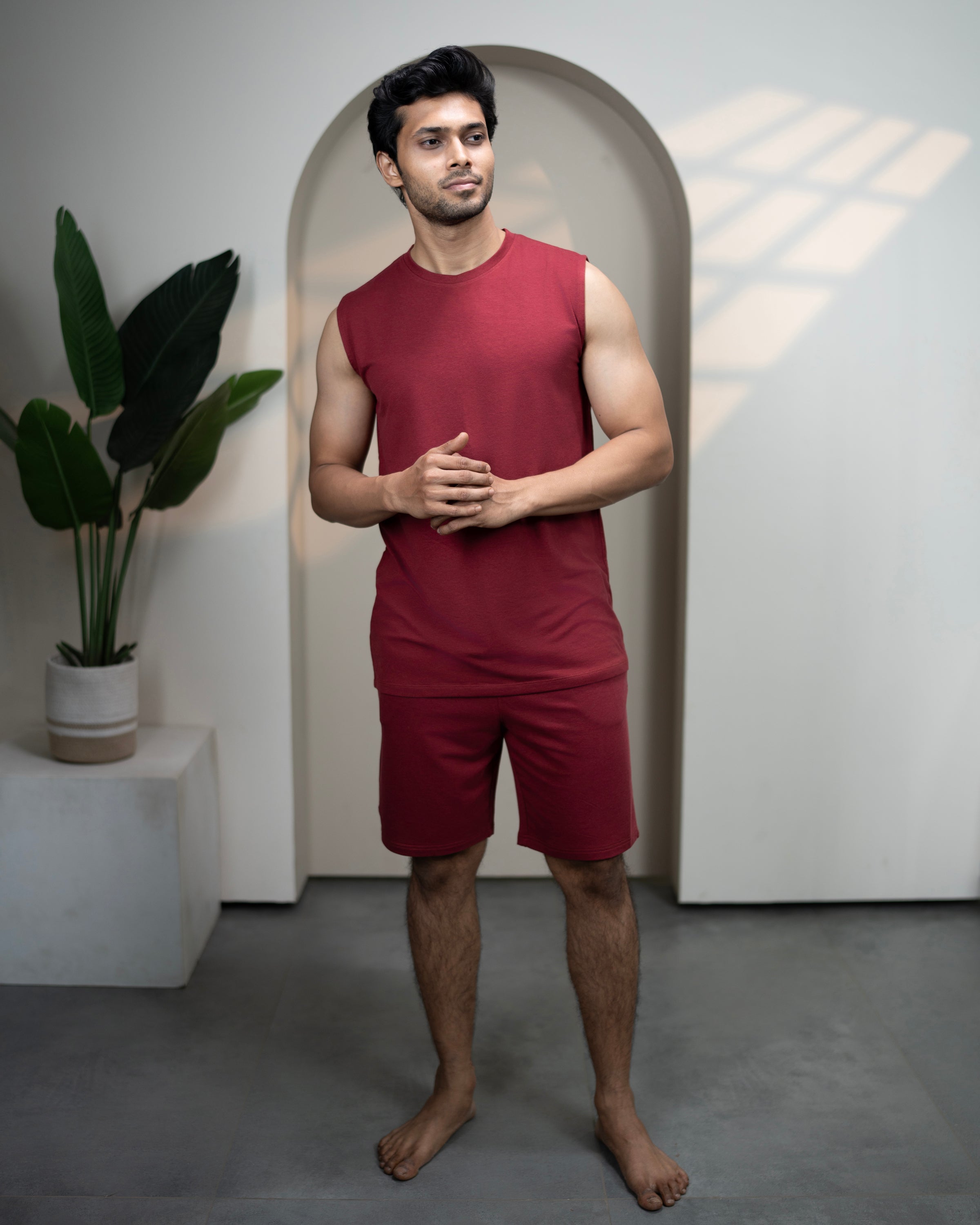 AirKnit Tee + Shorts  (Wine Maroon)