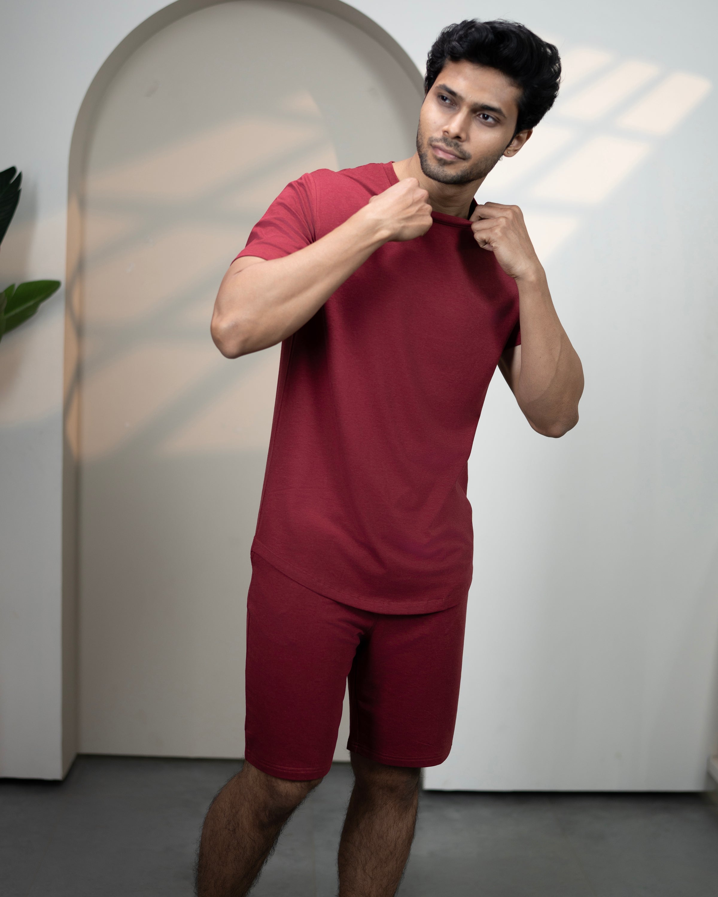 Cosmo T-Shirt + Shorts  (Wine Maroon)