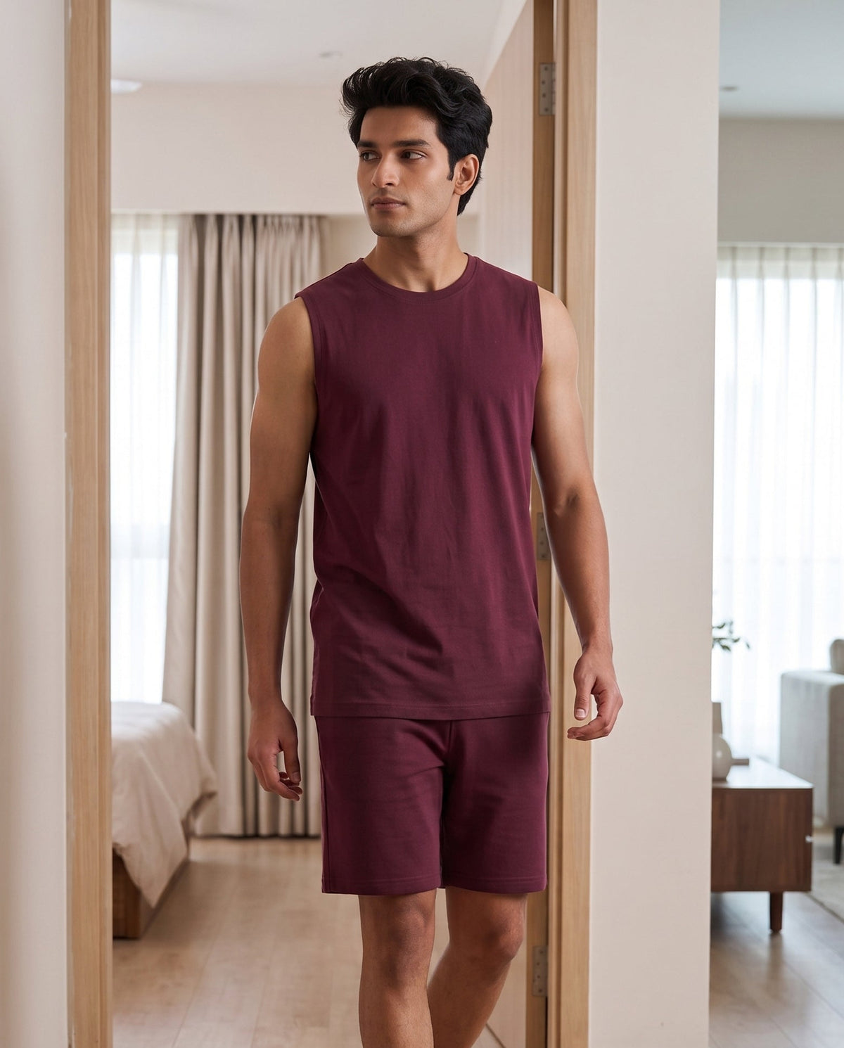 AirKnit Tee + Shorts  (Burgundy)