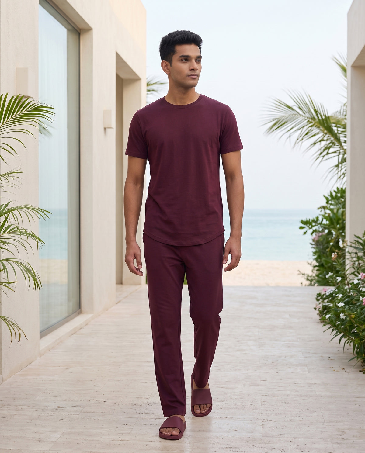 Cosmo T-Shirt + Pant  (Burgundy)