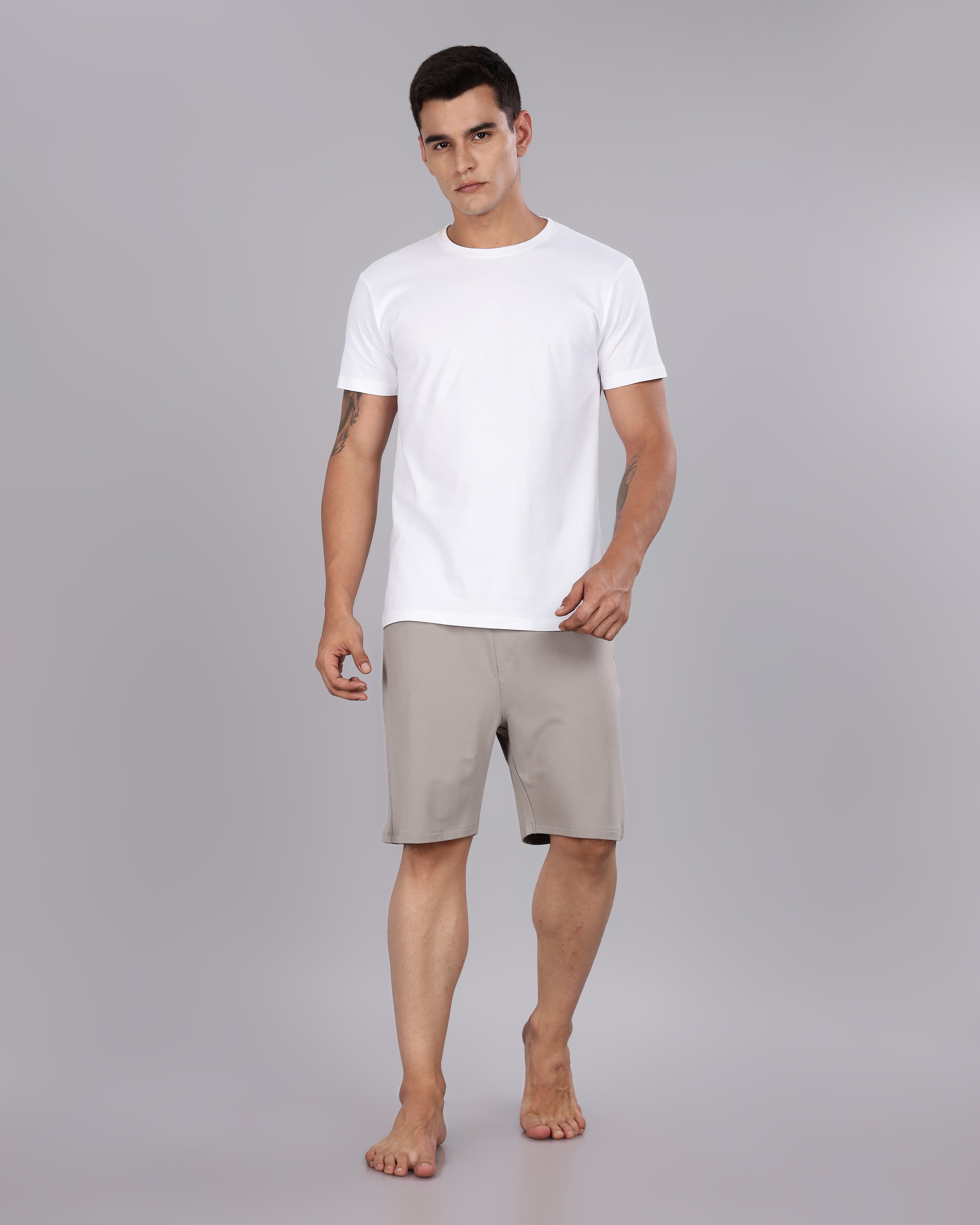 Cotton Tee + Bamboo Shorts  (Grey Mocha)