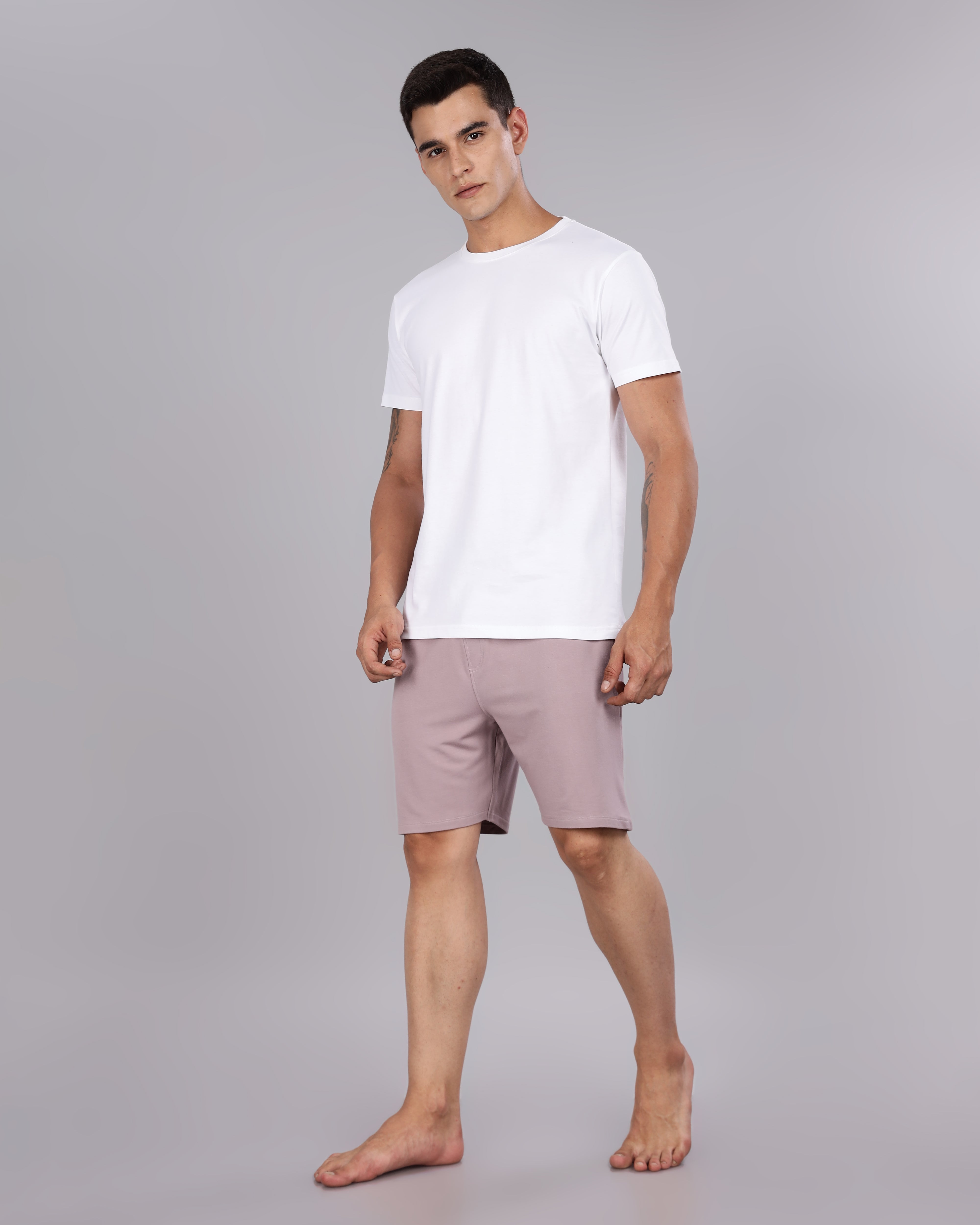 Cotton Tee + Bamboo Shorts  (Sea Fog)