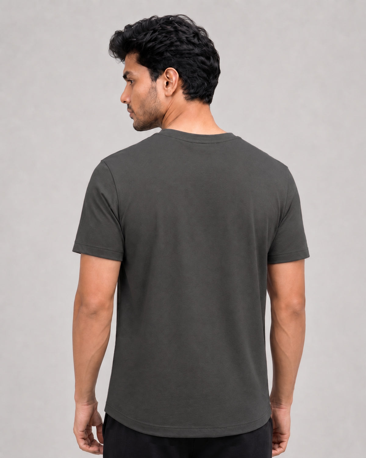 Softsleep men's charcoal Cosmo half sleeve tee, crafted in bamboo cotton for breathable comfort and relaxed everyday loungewear.