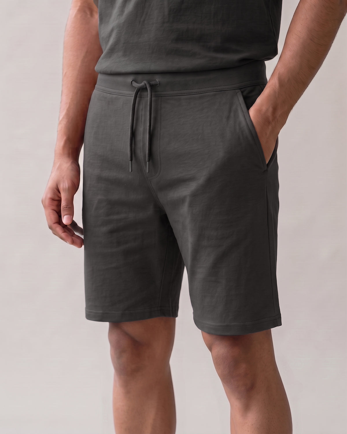 Men's charcoal Hushy shorts from Softsleep, made in soft bamboo cotton for comfortable lounging and casual daily wear.