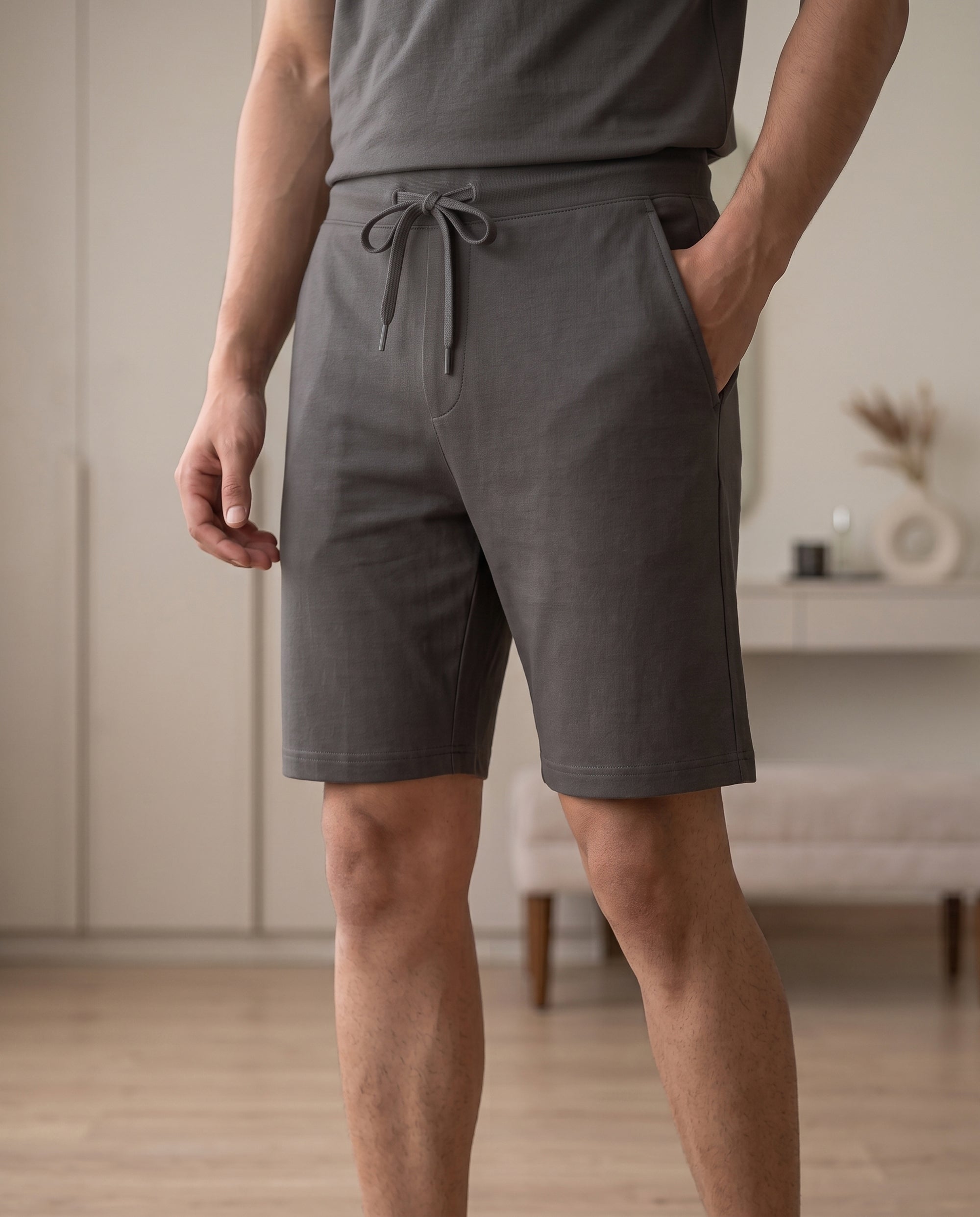 Hushy Bamboo Shorts  (Charcoal Grey)