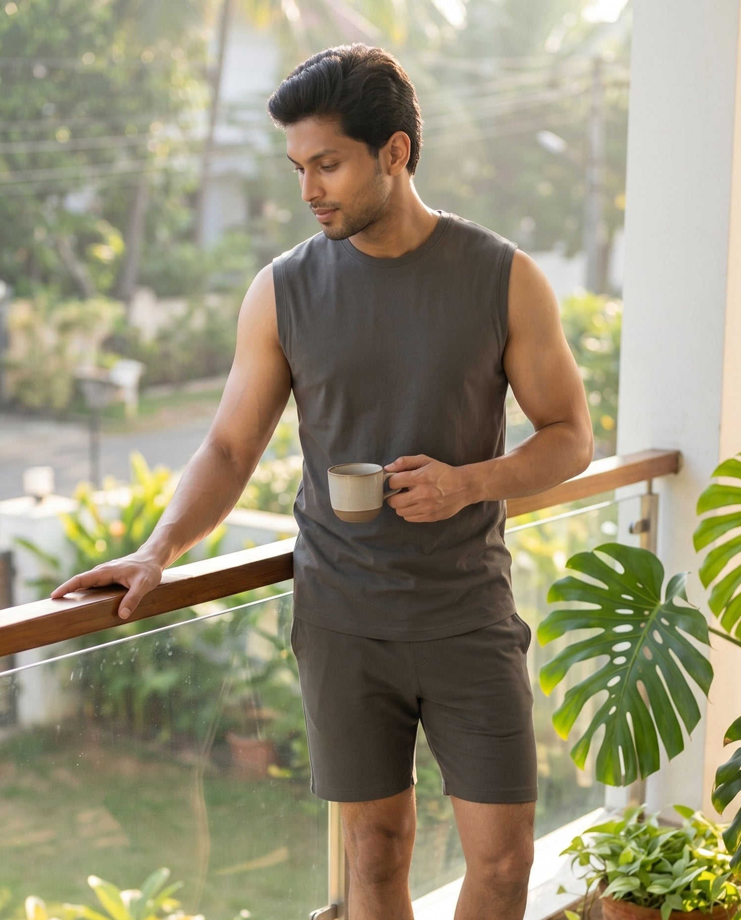 AirKnit Tee + Shorts  (Charcoal Grey)
