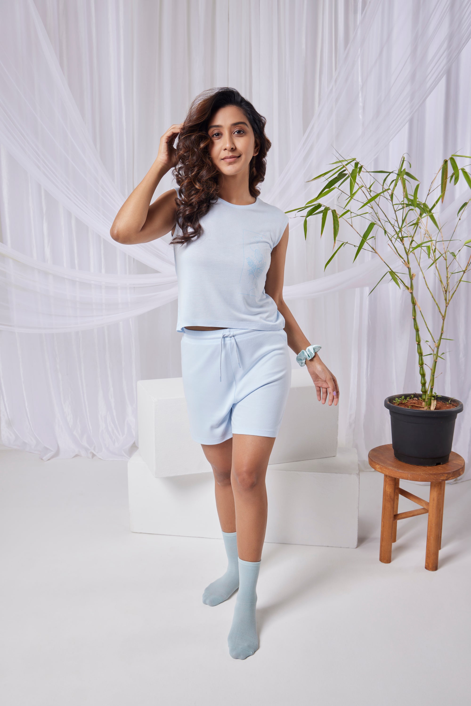 Nebula Cozy Shorts  (Cloud Blue)