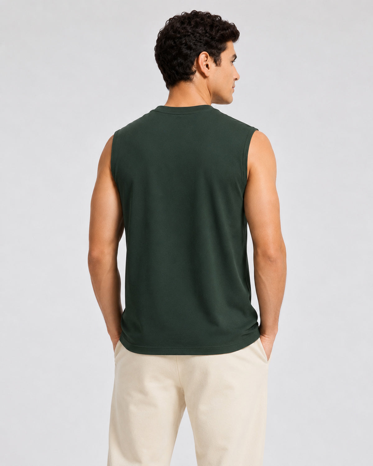 Dark Green bamboo cotton Softsleep sleeveless lounge tee, soft regular tee created for breathable comfort