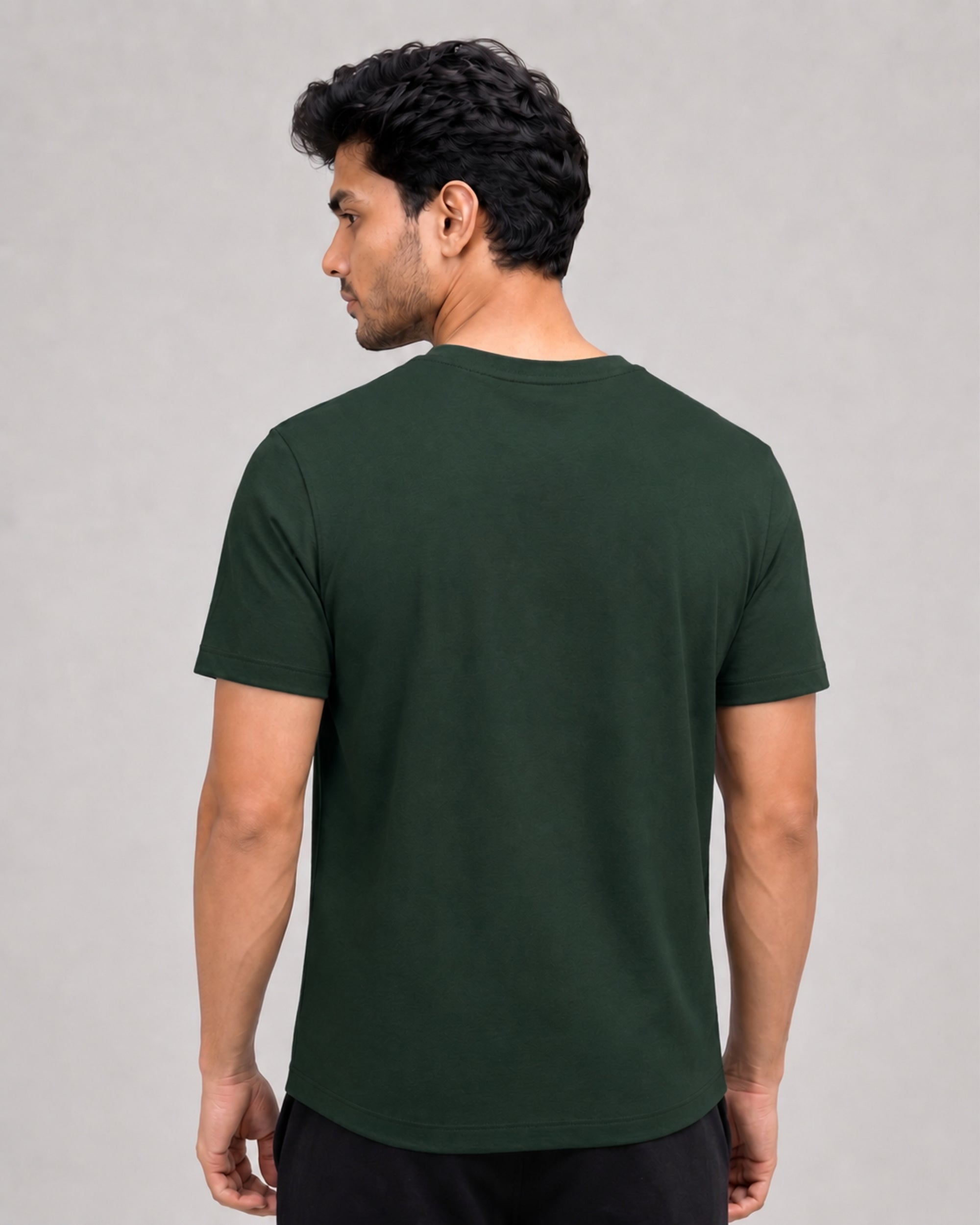 Dark Green Softsleep bamboo cotton half sleeve lounge tee, soft regular tee for laid-back daily comfort