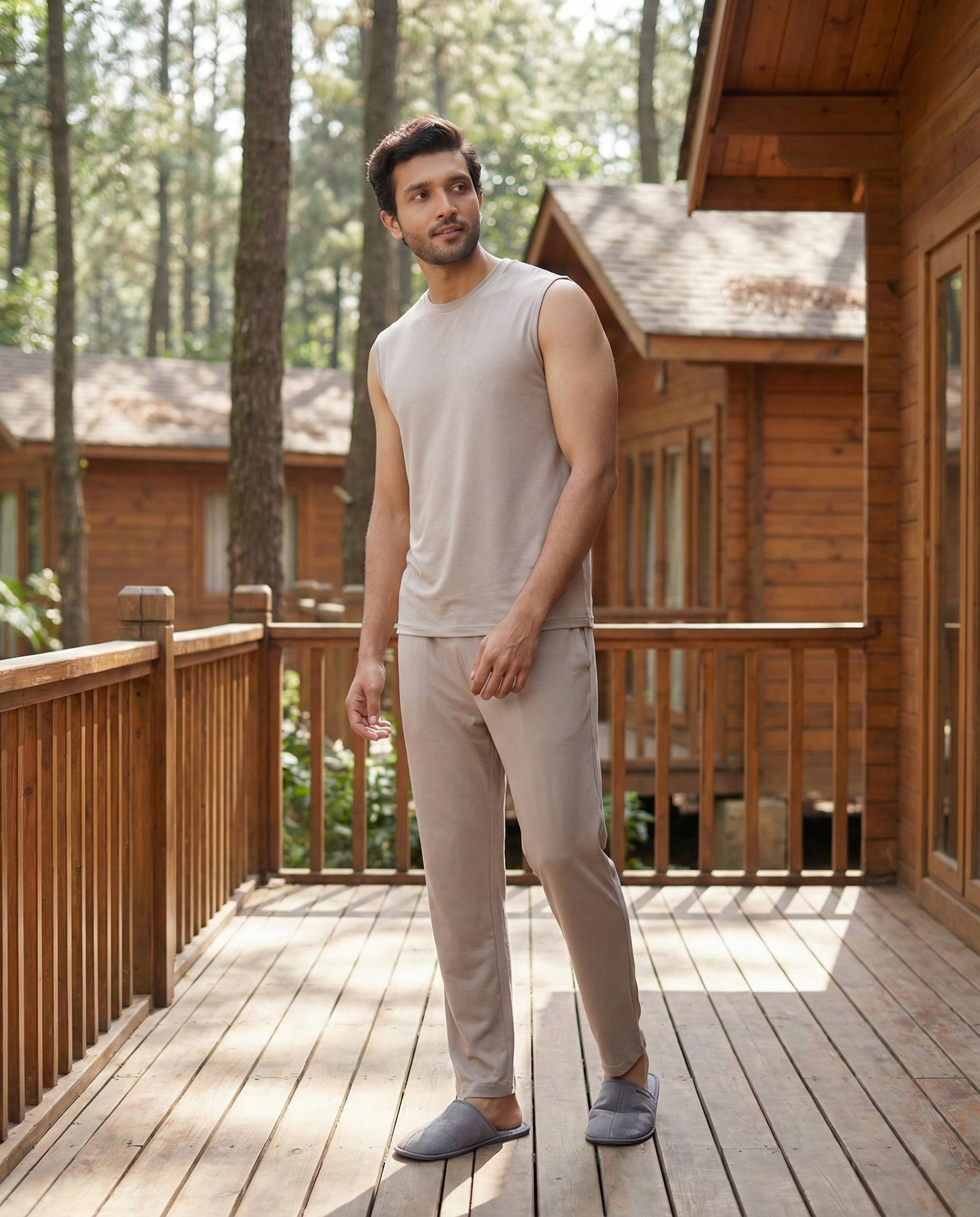 GreyMocha Airknit sleeveless tee for men, lightweight soft loungewear for relaxed everyday wear