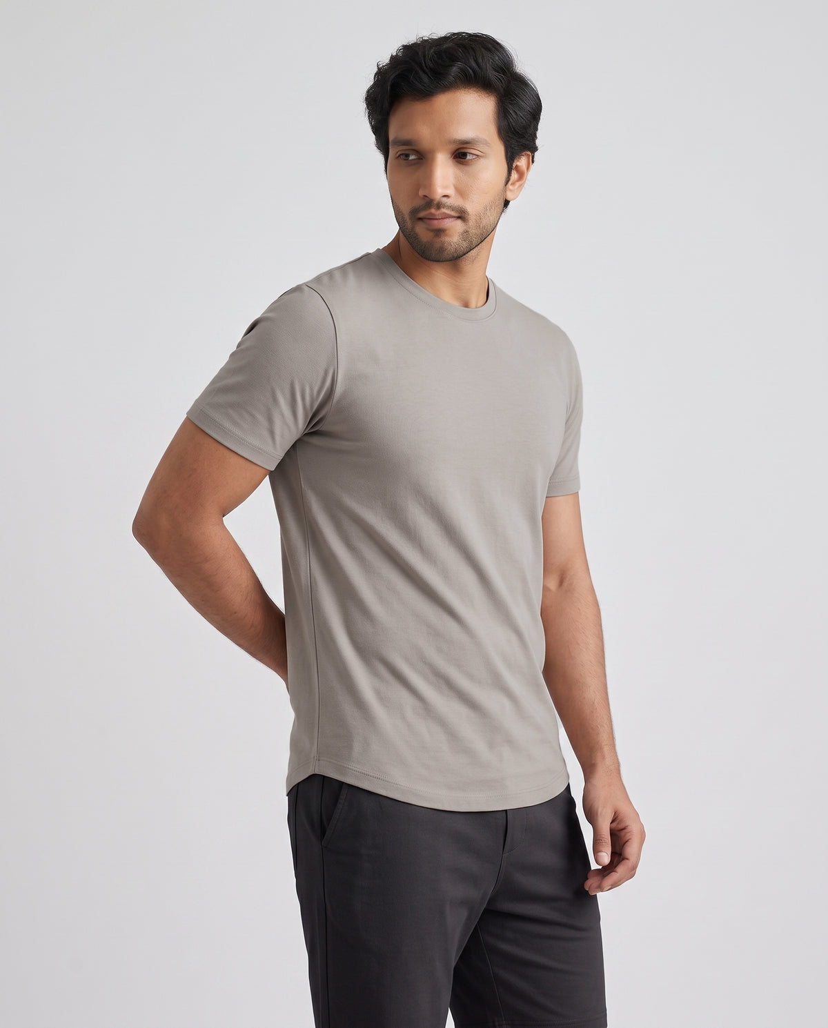 Half sleeve Grey Mocha regular lounge tee by Softsleep, designed with bamboo softness and cotton comfort