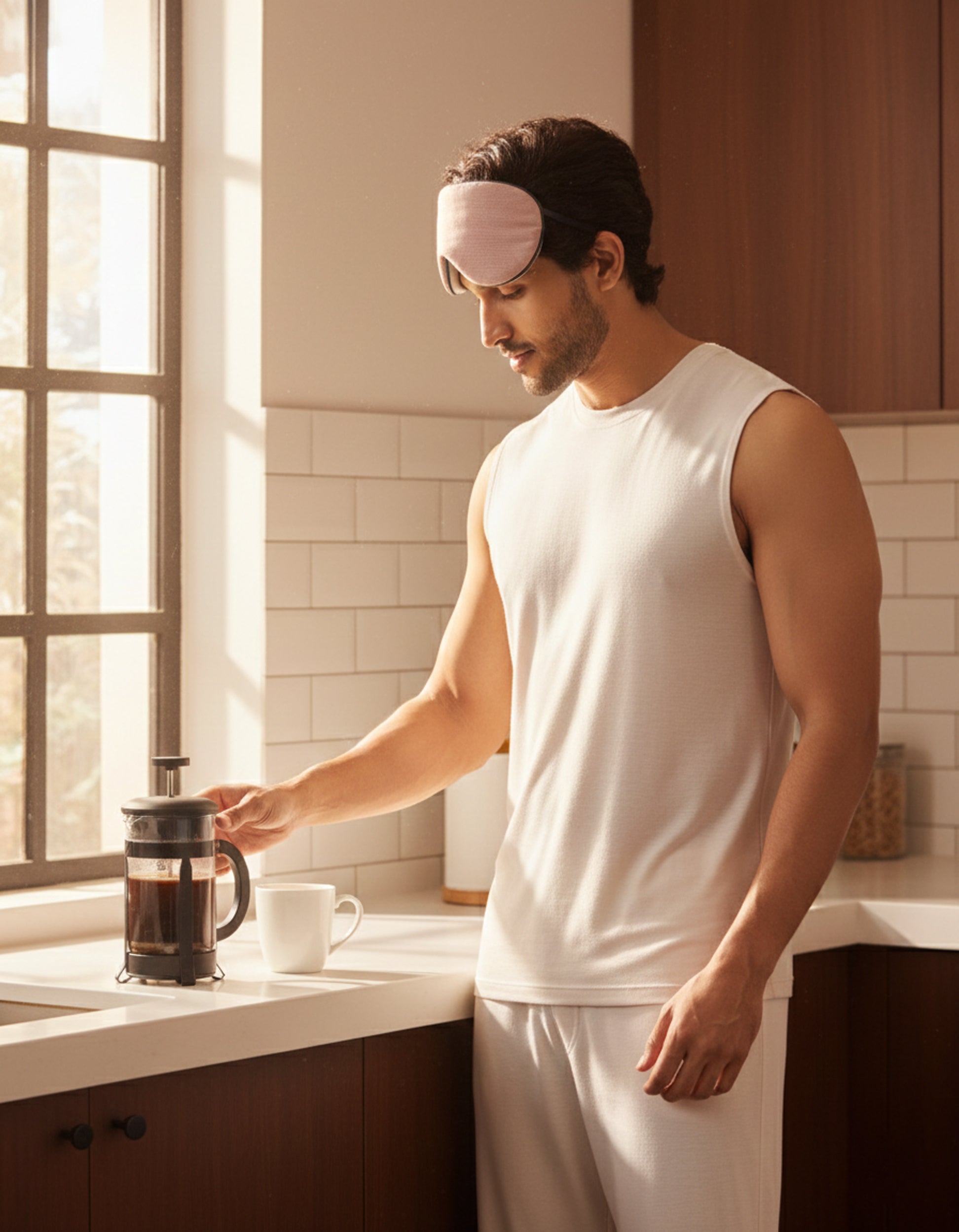 IrishCream Airknit sleeveless tee for men, lightweight comfortable loungewear for relaxed everyday wear
