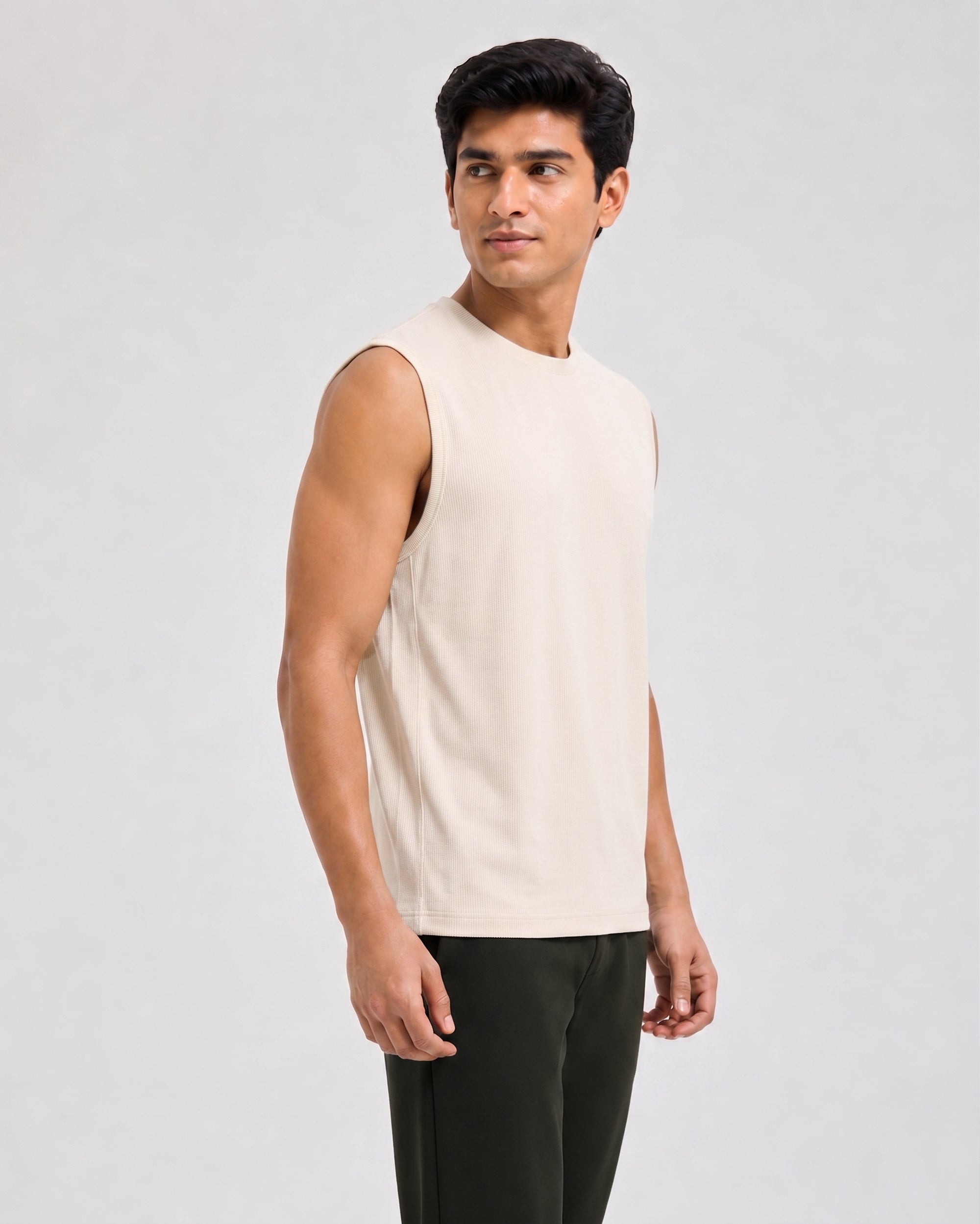 Irish cream Airknit bamboo cotton tee with lightweight breathable softness and thermoregulating comfort for everyday lounging