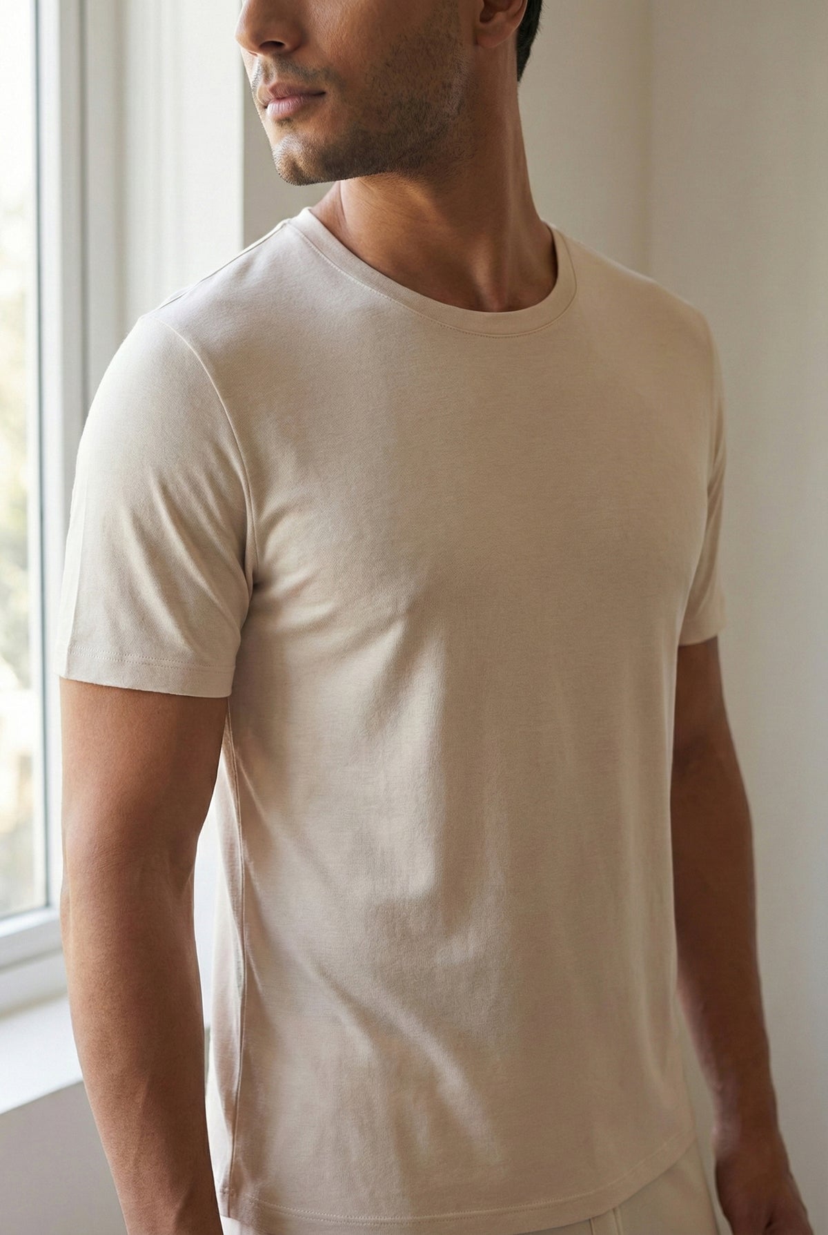 Irish cream Cosmo bamboo cotton lounge set with breathable softness and thermoregulating comfort for relaxed home wear