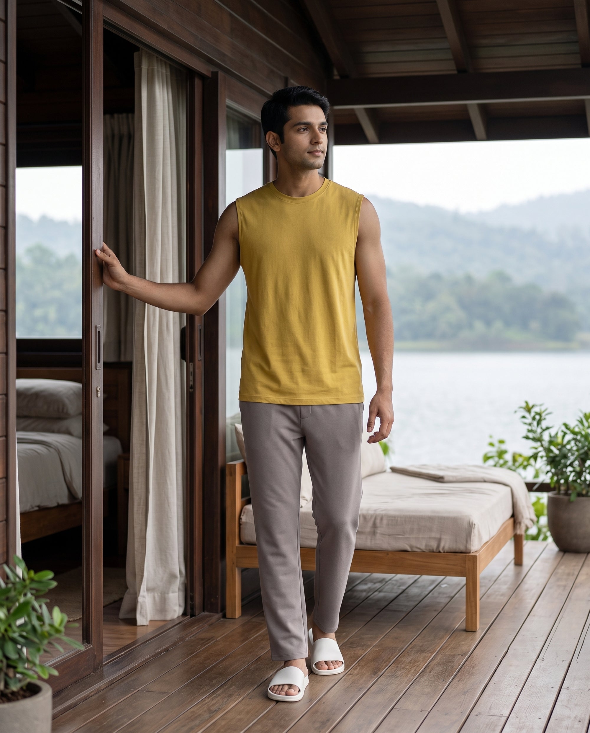 Airknit Tee + Pant  (Yellow + Grey)
