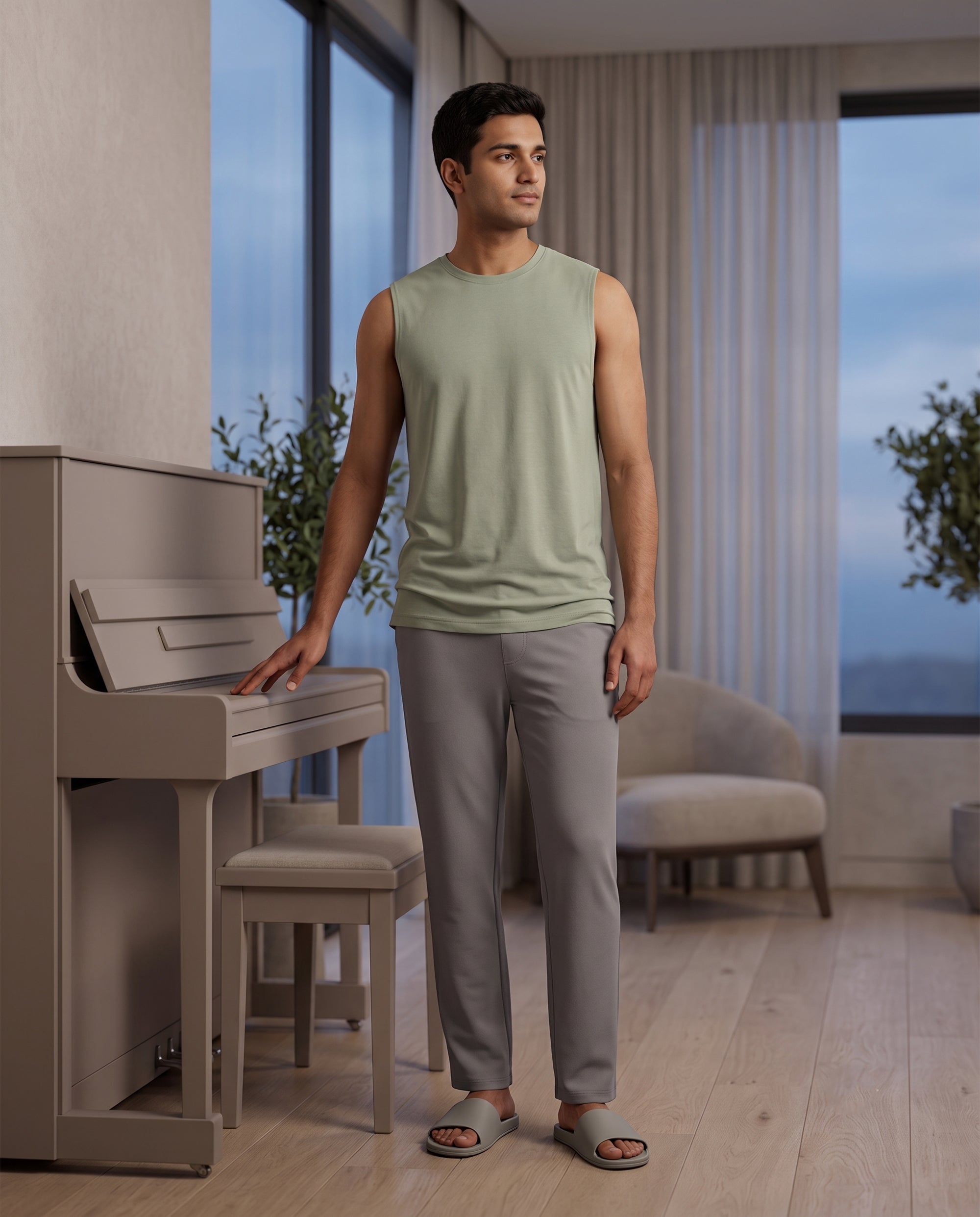 AirKnit Tee + Pant  (Pistachio + Grey)