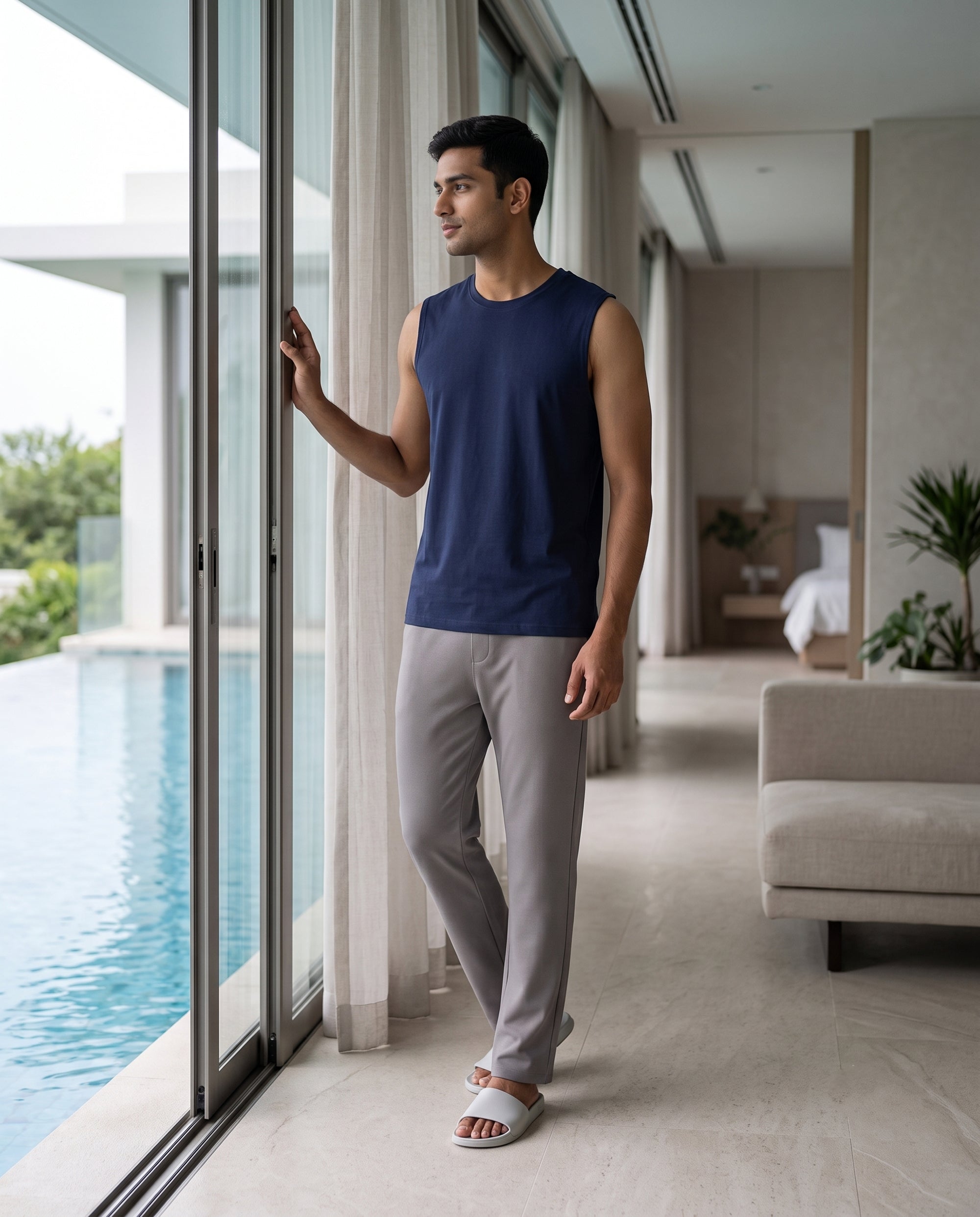 Airknit Tee + Pant  (Blue + Grey)