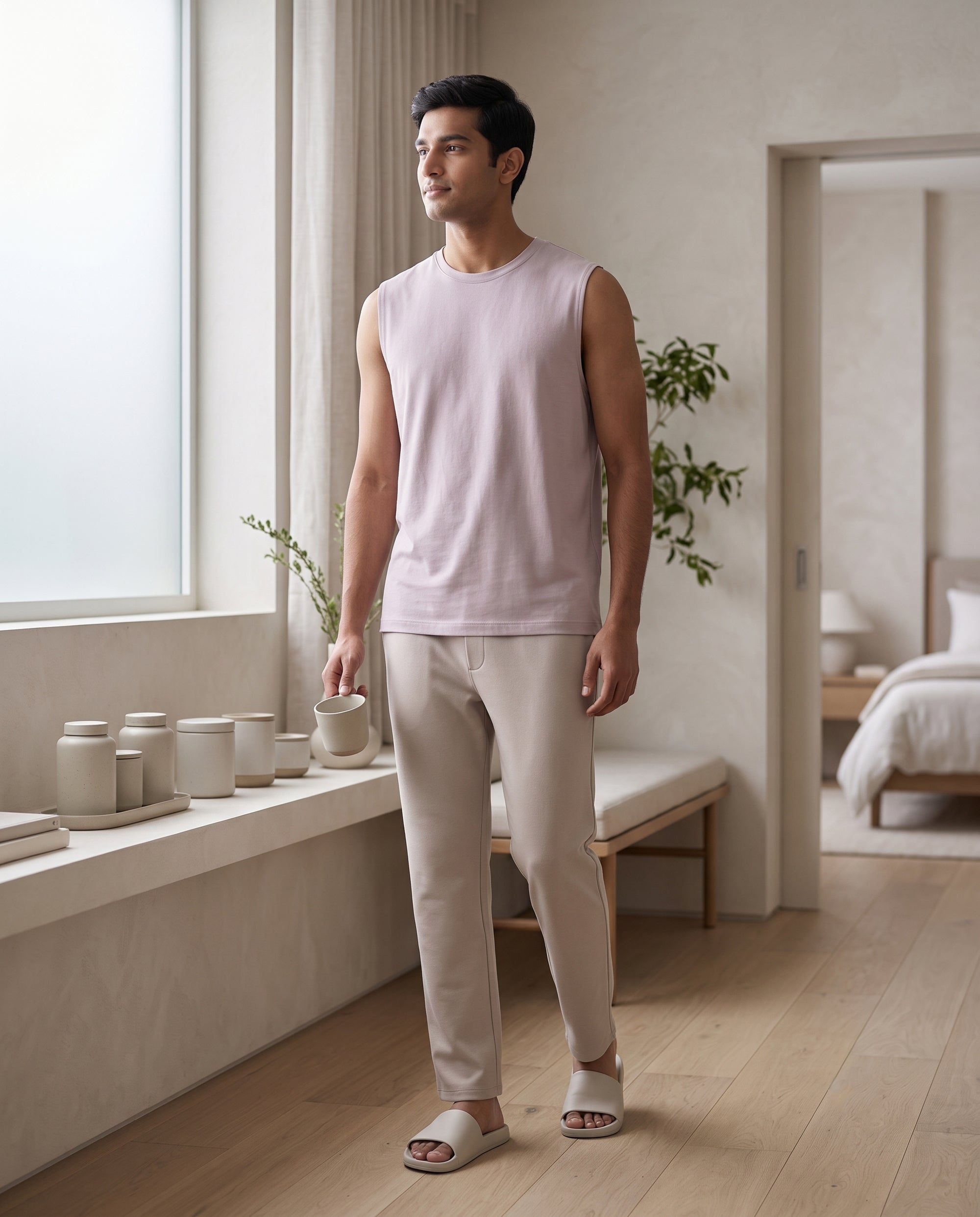 Airknit Tee + Pant  (Pink + Cream)