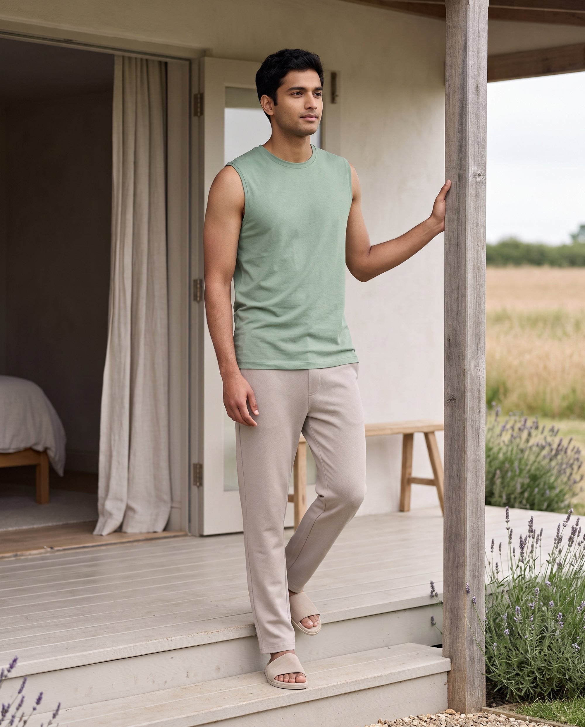 AirKnit Tee + Pant  (Green + Cream)