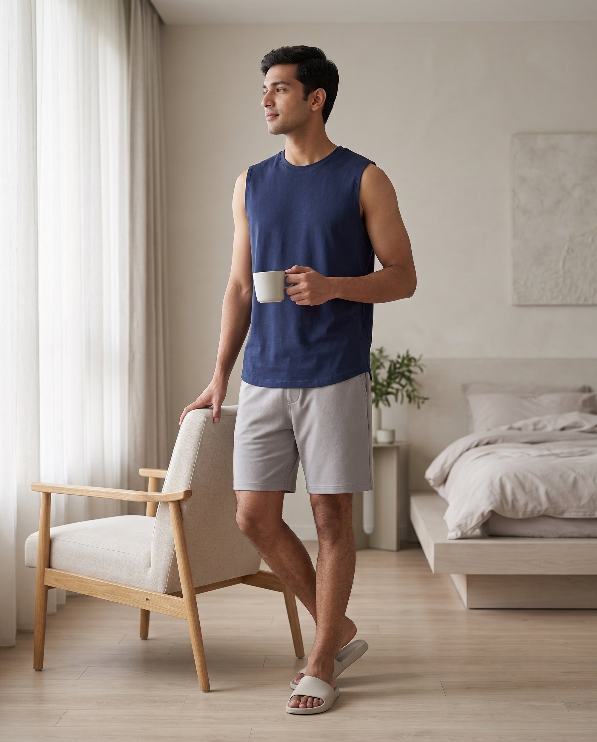 Airknit Tee + Shorts  (Blue + Grey)